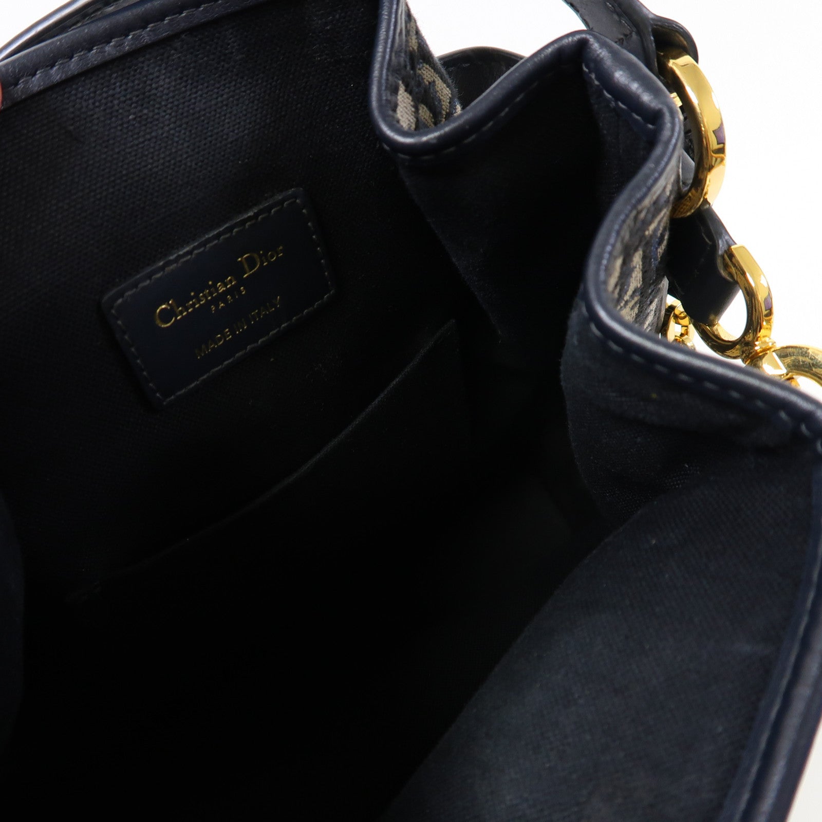 Dior Oblique帆布Medium C'est Bag金扣手挽肩背兩用袋藍色