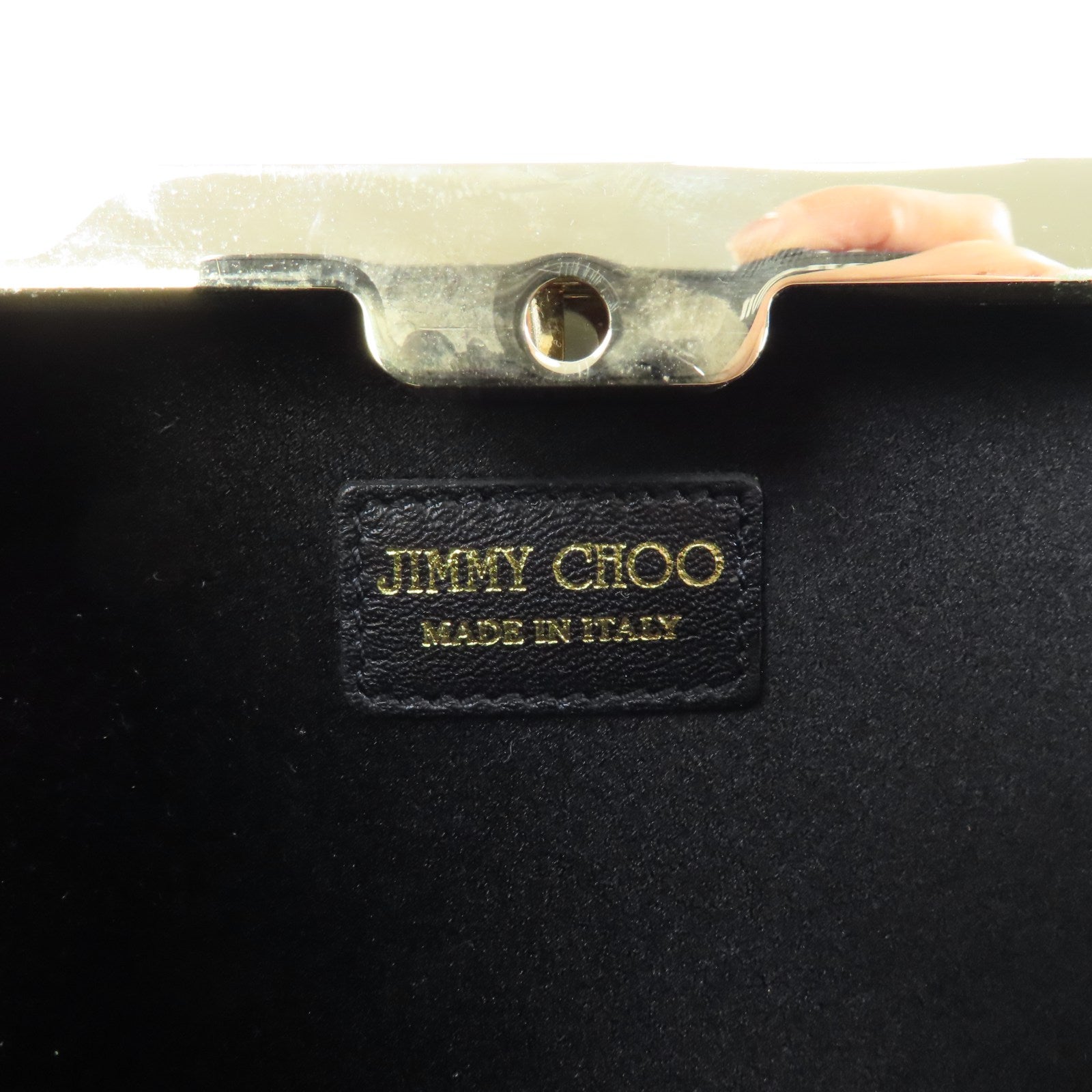 JIMMY CHOO 牛皮皮革Clutch Bag金扣手拿包灰色/白色