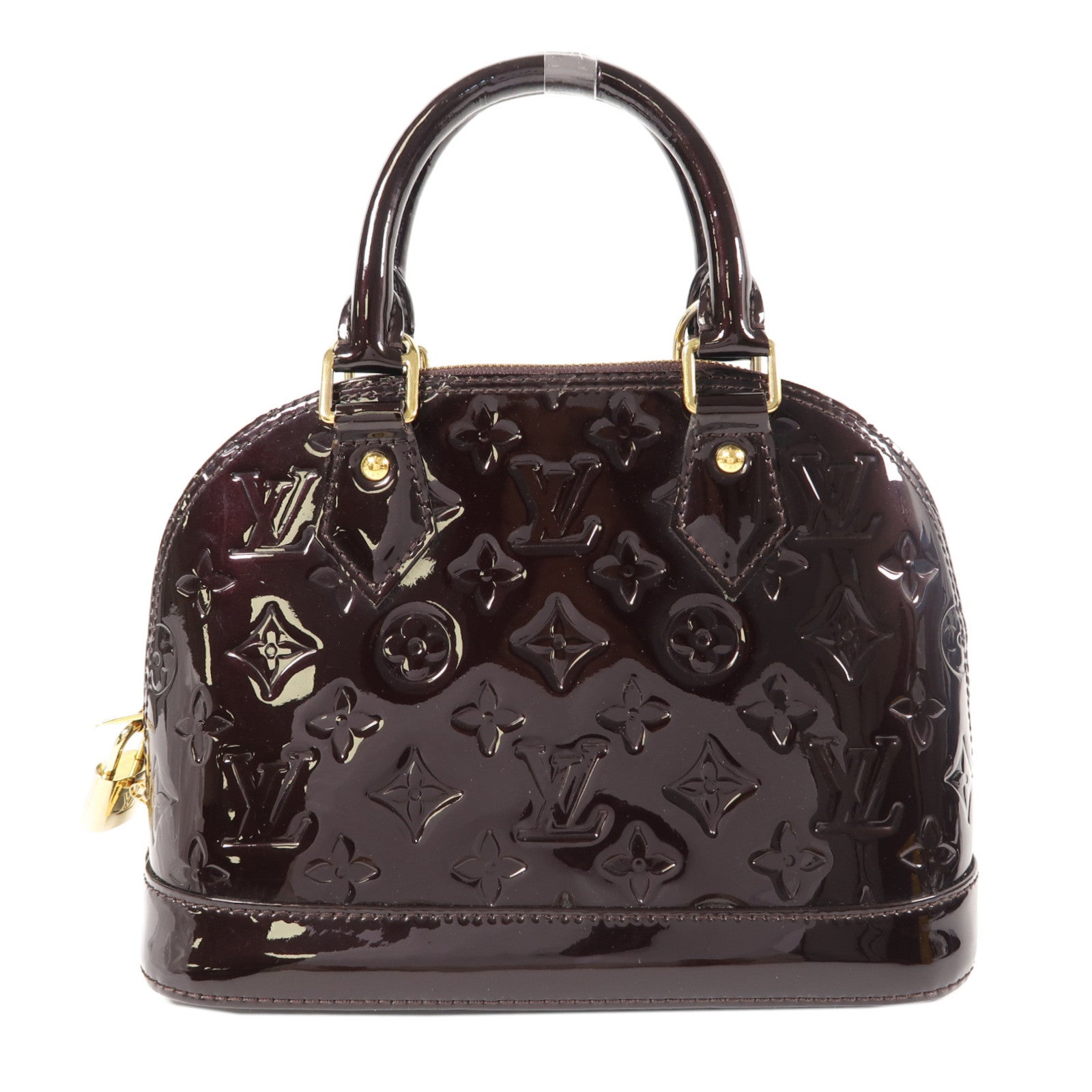 LOUIS VUITTON Monogram Vernis Alma BB金扣手挽肩背兩用袋酒紅色