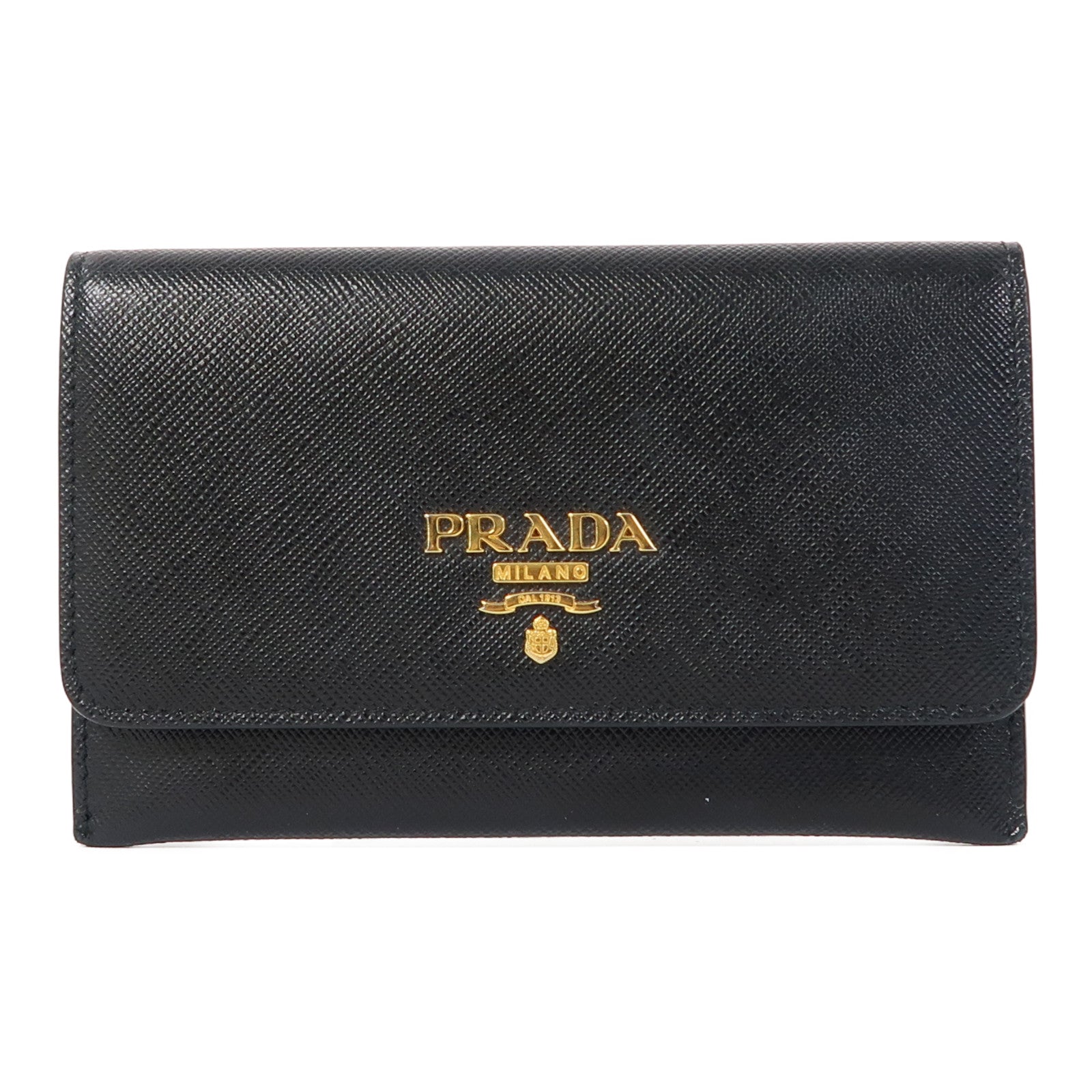 PRADA 牛皮皮革Card Case金扣卡片套黑色
