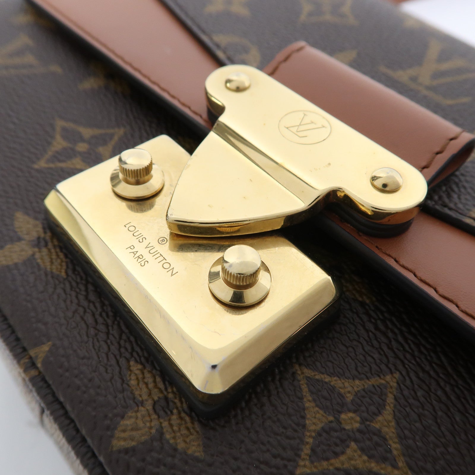 LOUIS VUITTON Monogram Marceau金扣鏈帶肩背袋啡色