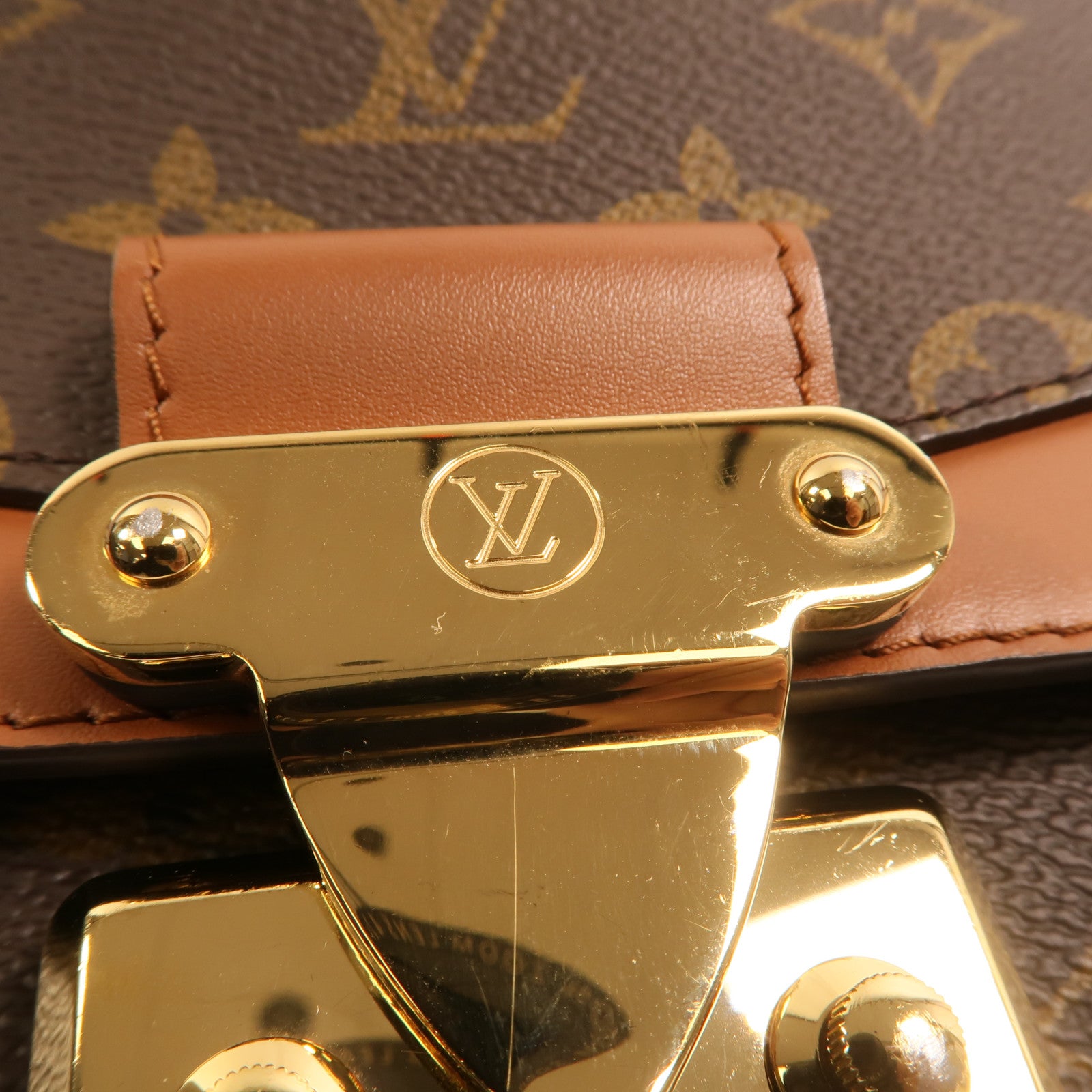LOUIS VUITTON Monogram Marceau金扣鏈帶肩背袋棕色