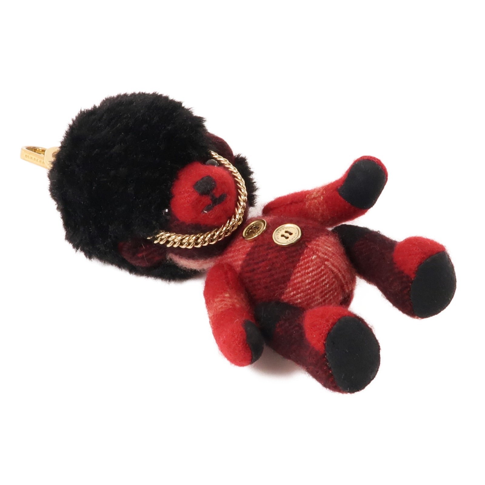 BURBERRY 羊絨Bear Key Ring Charm金扣鎖匙扣紅色/黑色
