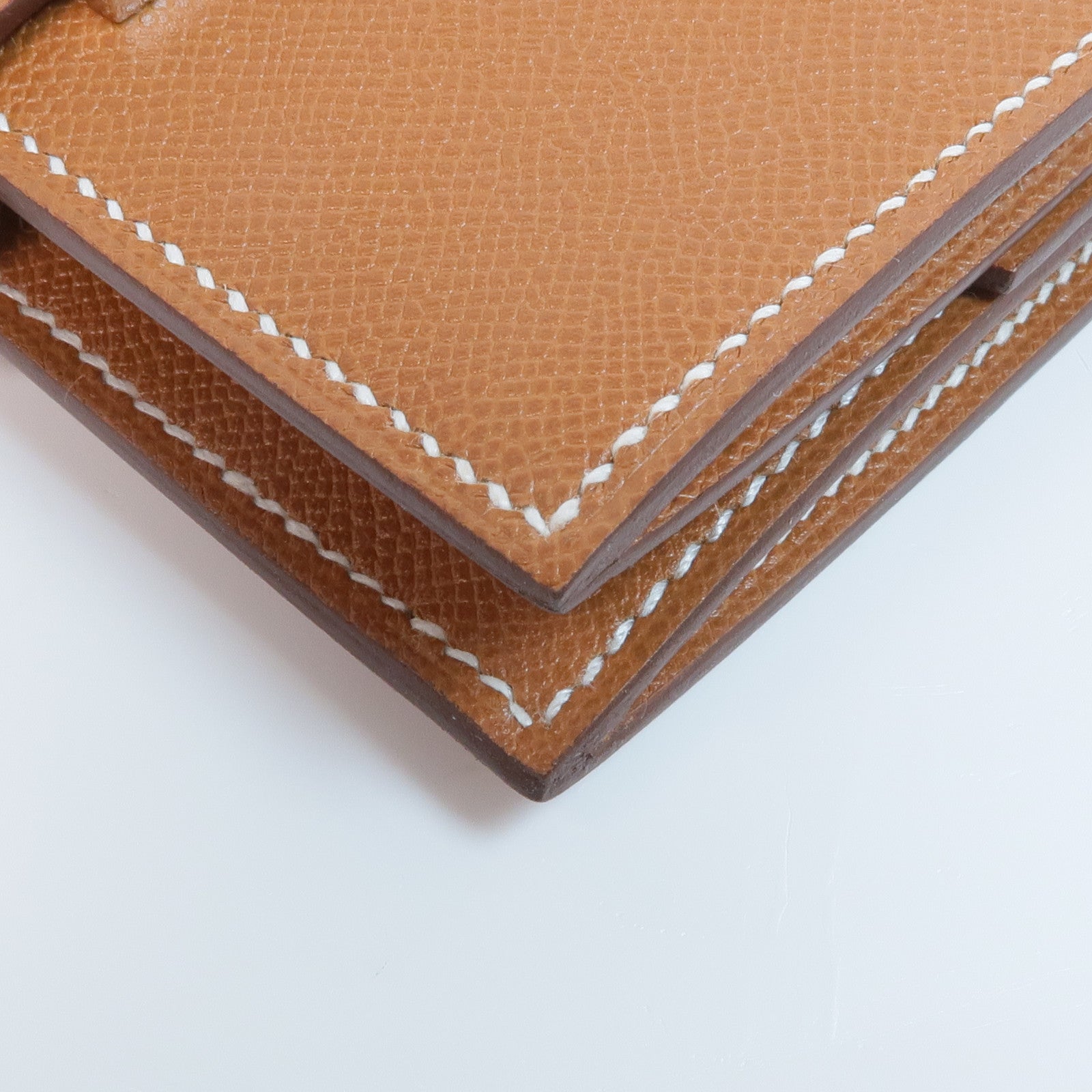 HERMES 【激減優惠】Epsom皮革Bearn Mini Wallet銀扣錢包Gold