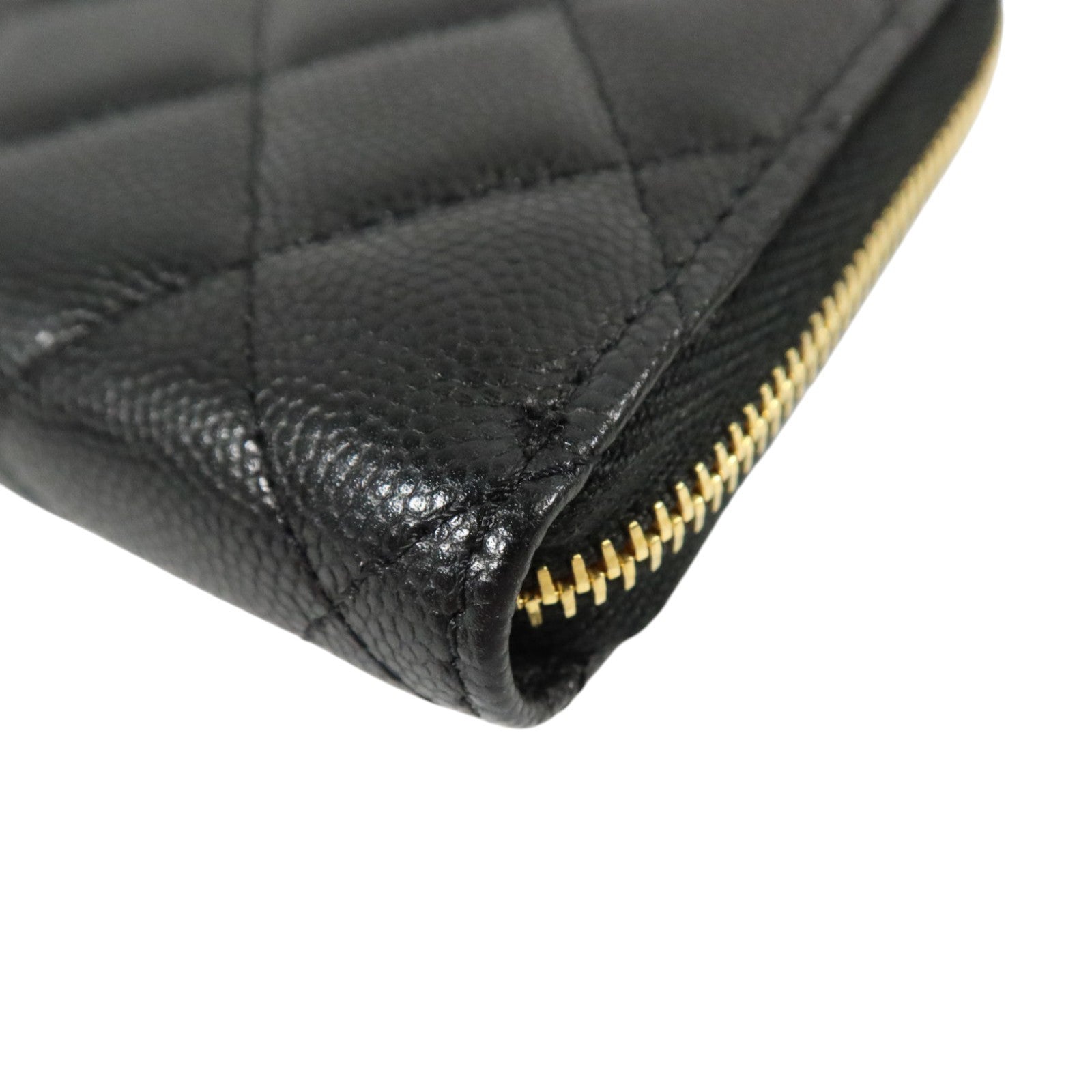 CHANEL 牛皮皮革Zipper Round Wallet金扣錢包