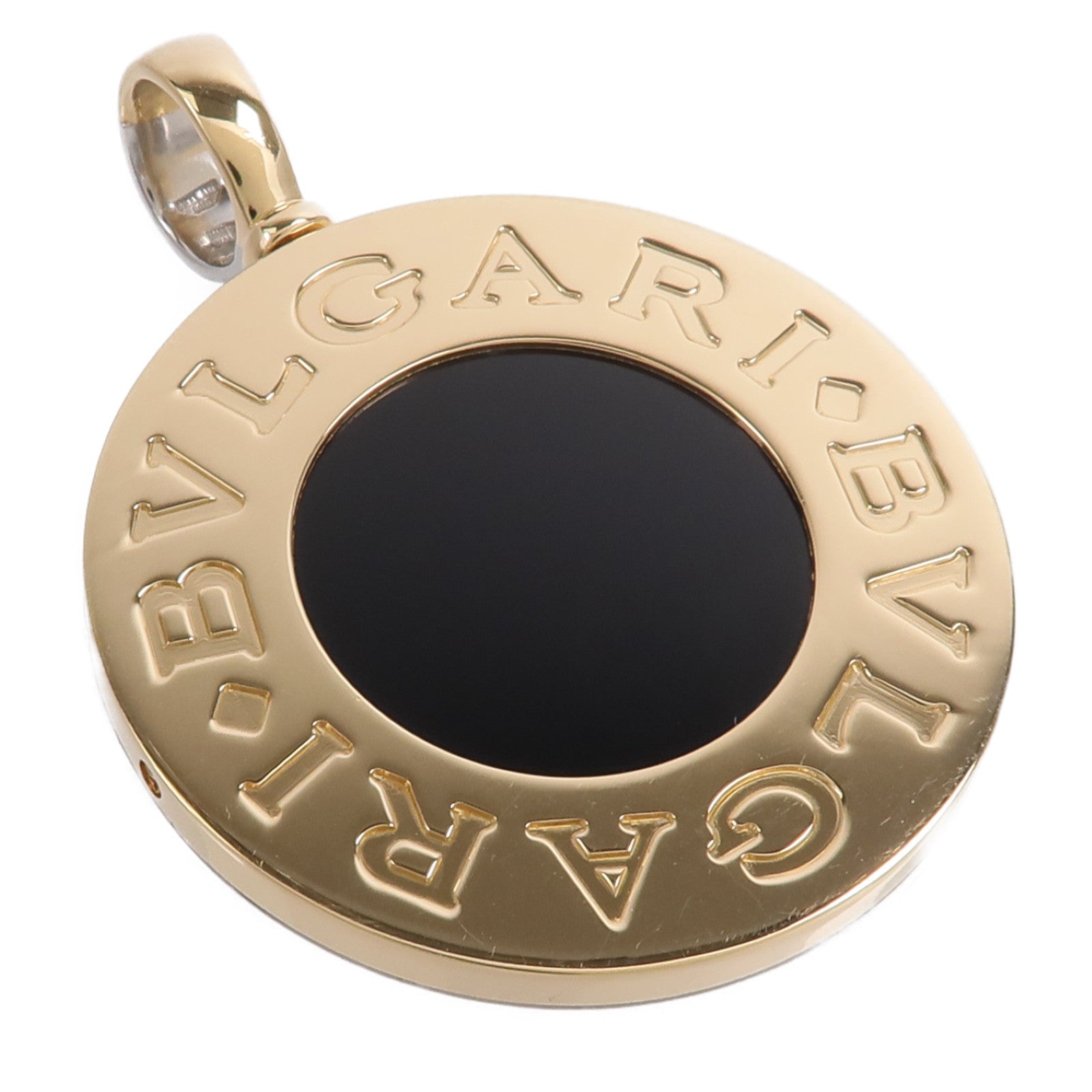 BVLGARI 18K黃金/SteelGold/Onyx Round Pendant吊墜