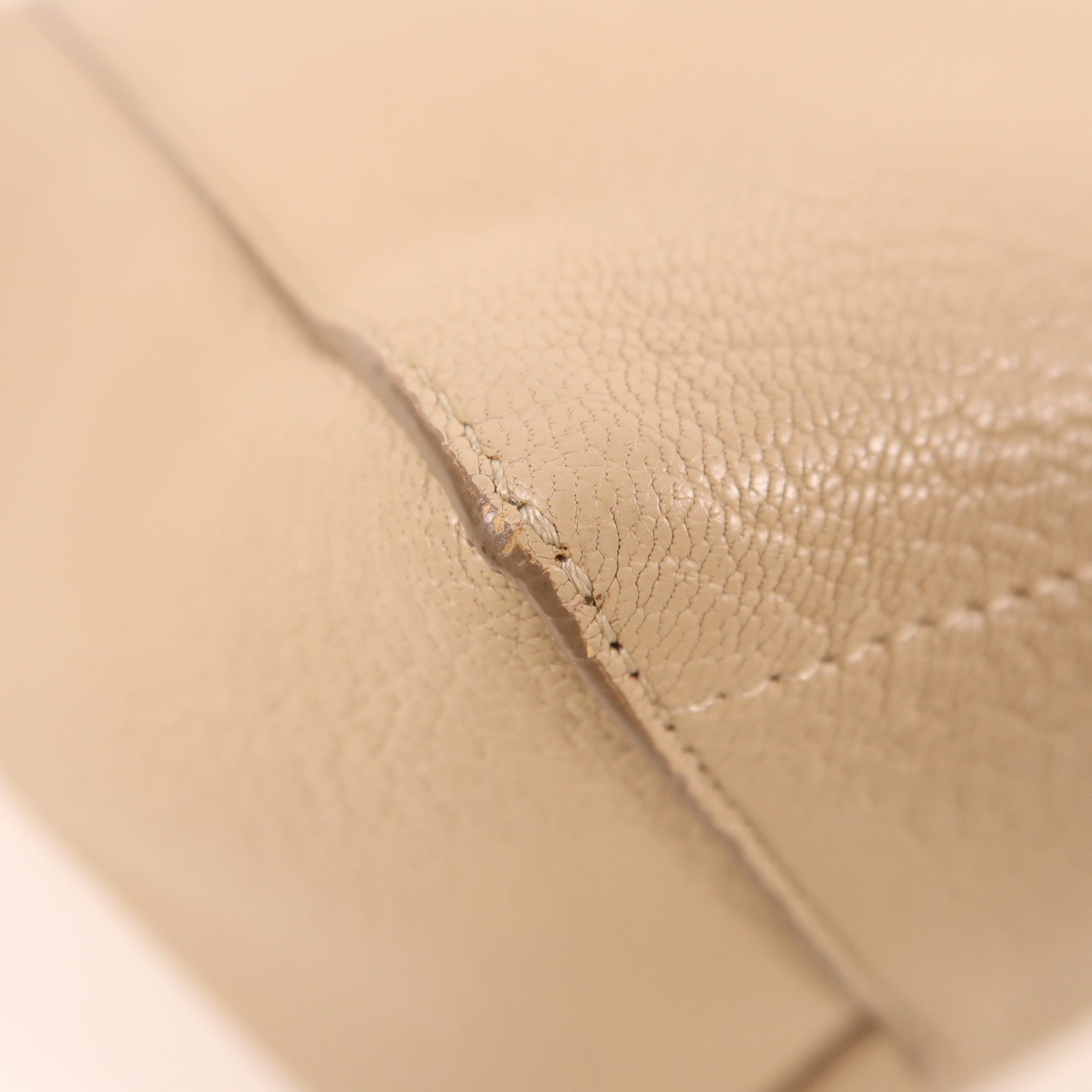 CELINE 牛皮皮革Tote Bag金扣肩背袋米色