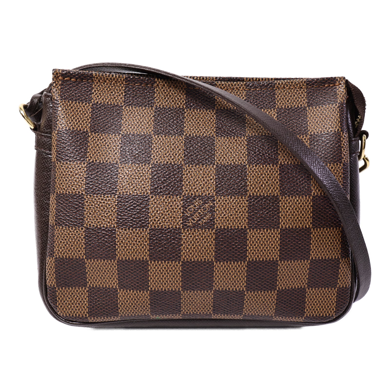 LOUIS VUITTON Damier Trousse Makeup Accessory Pouch金扣手挽袋棕色
