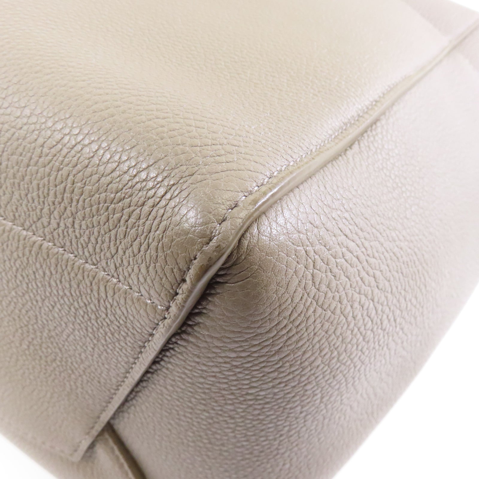 CELINE 牛皮皮革Sangle Bag金扣肩背袋灰色