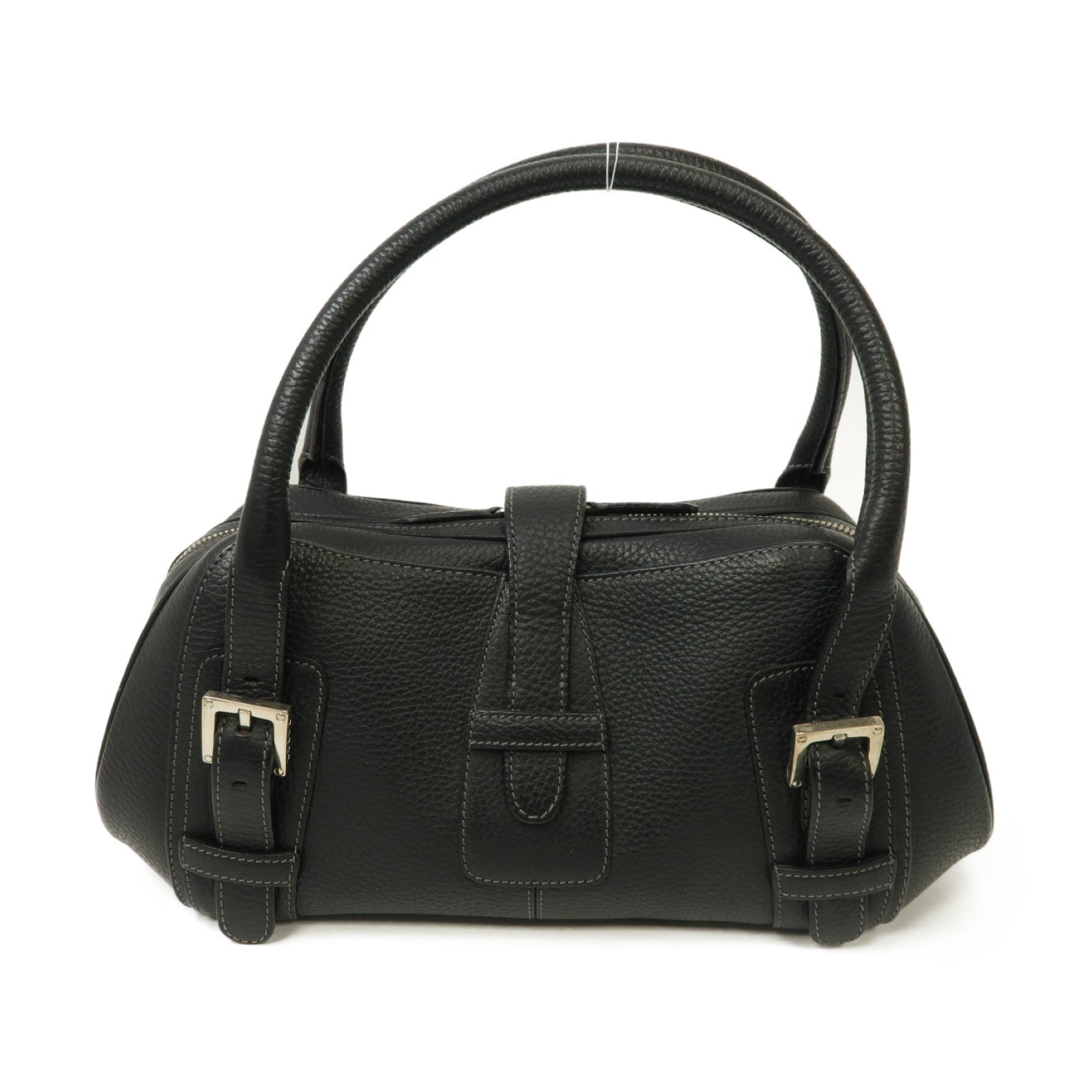 LOEWE 【激減優惠】牛皮皮革Hand Bag銀扣手挽袋黑色