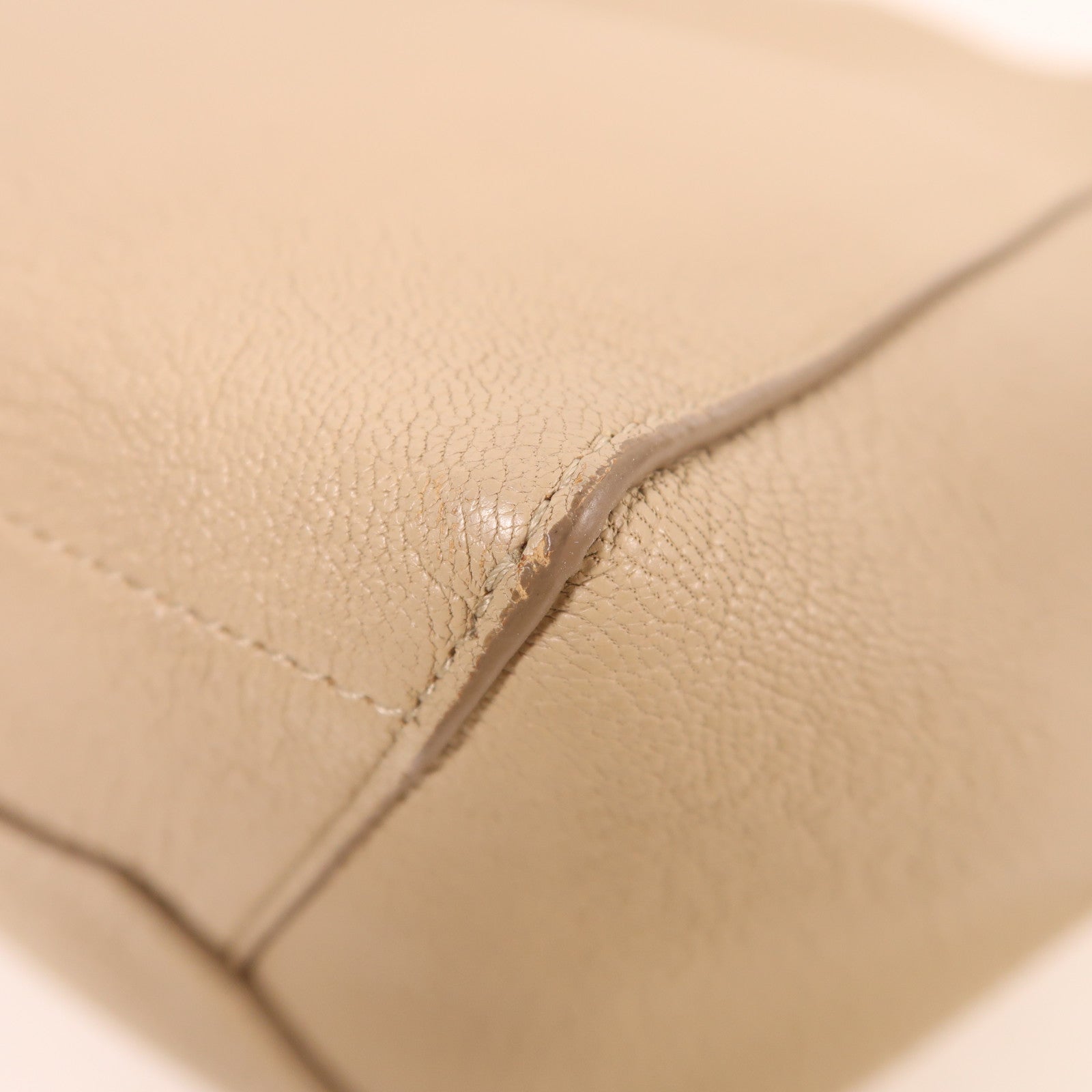 CELINE 牛皮皮革Tote Bag金扣肩背袋米色