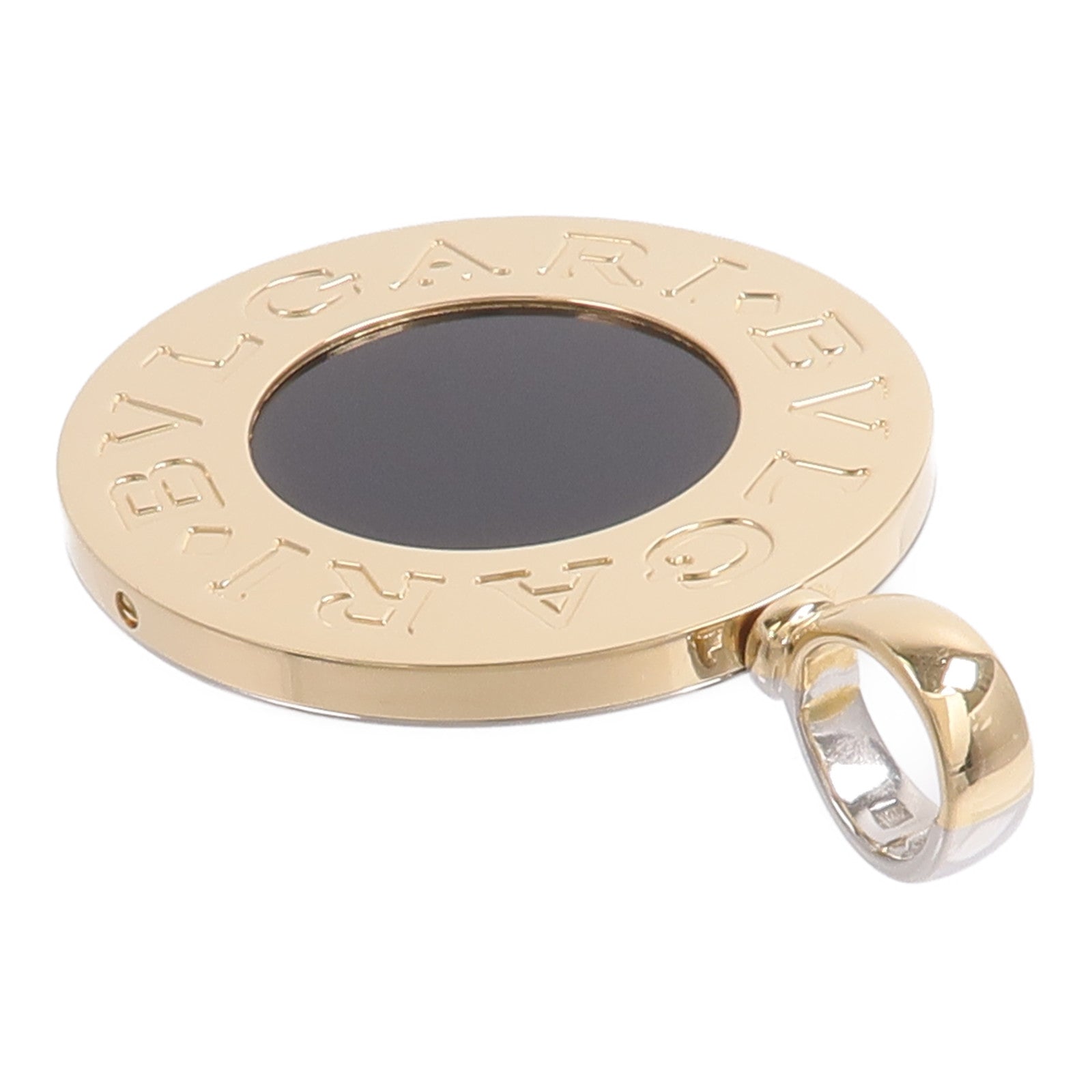 BVLGARI 18K黃金/SteelGold/Onyx Round Pendant吊墜