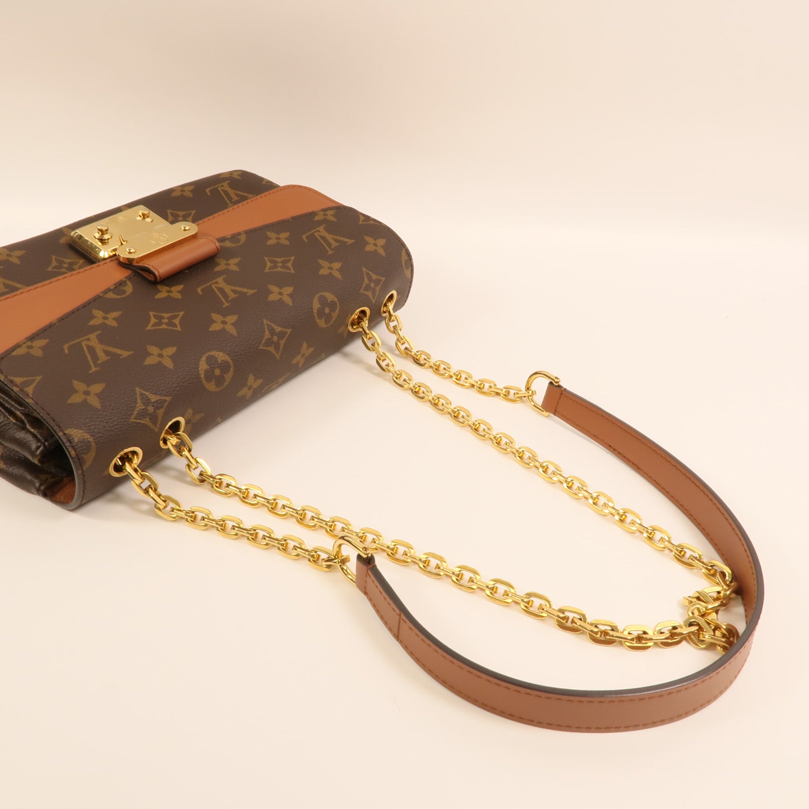 LOUIS VUITTON Monogram Marceau金扣鏈帶肩背袋棕色