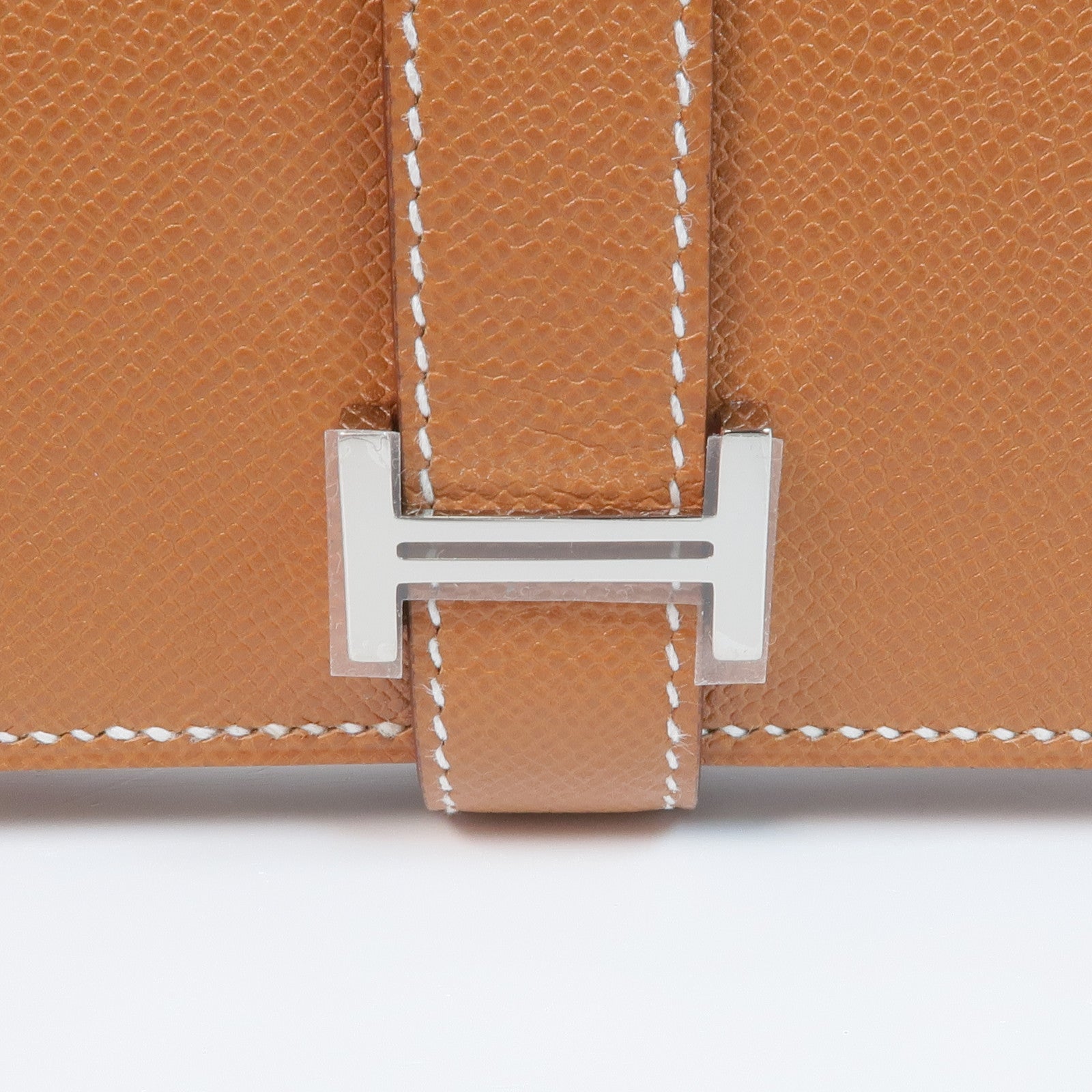 HERMES 【激減優惠】Epsom皮革Bearn Mini Wallet銀扣錢包Gold