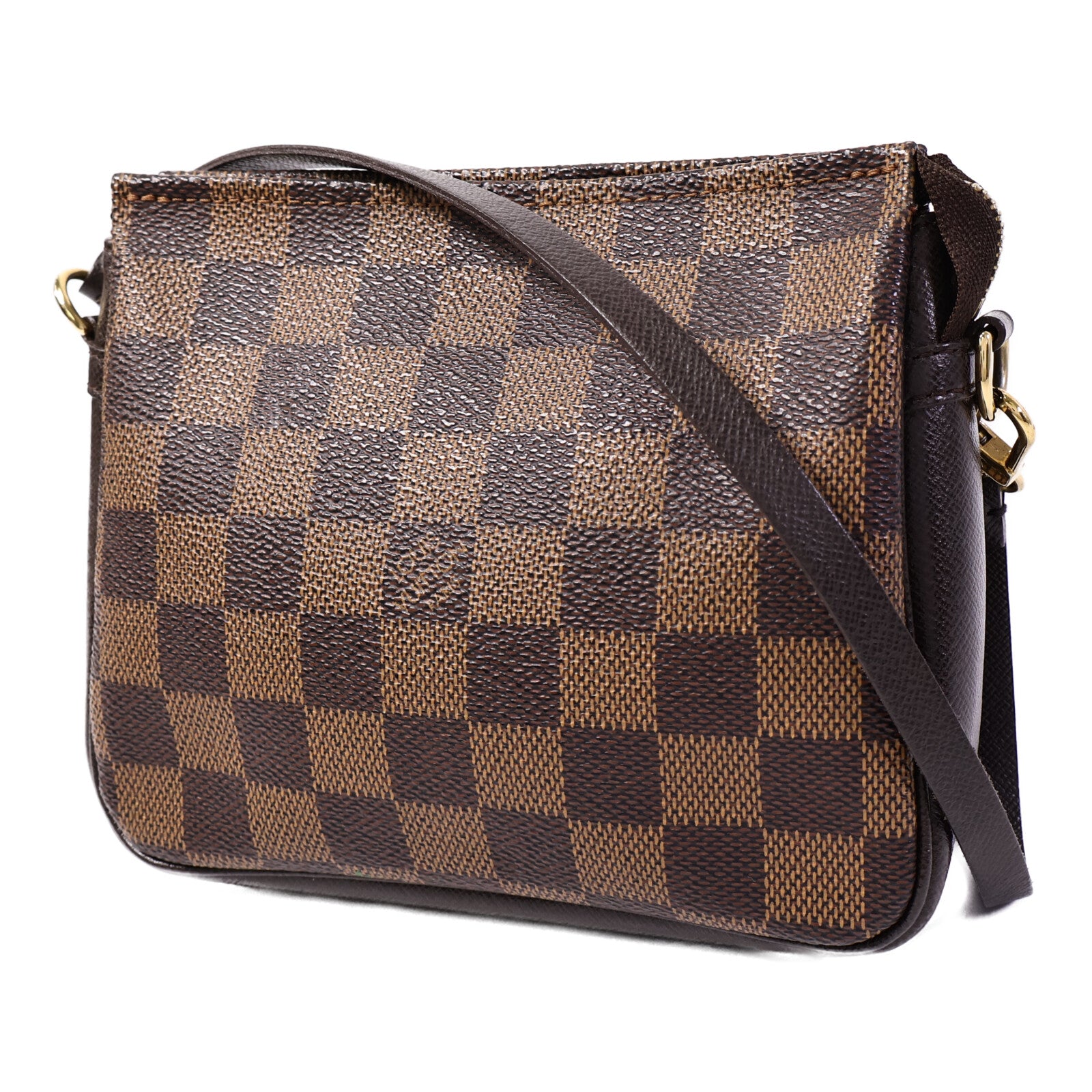 LOUIS VUITTON Damier Trousse Makeup Accessory Pouch金扣手挽袋棕色