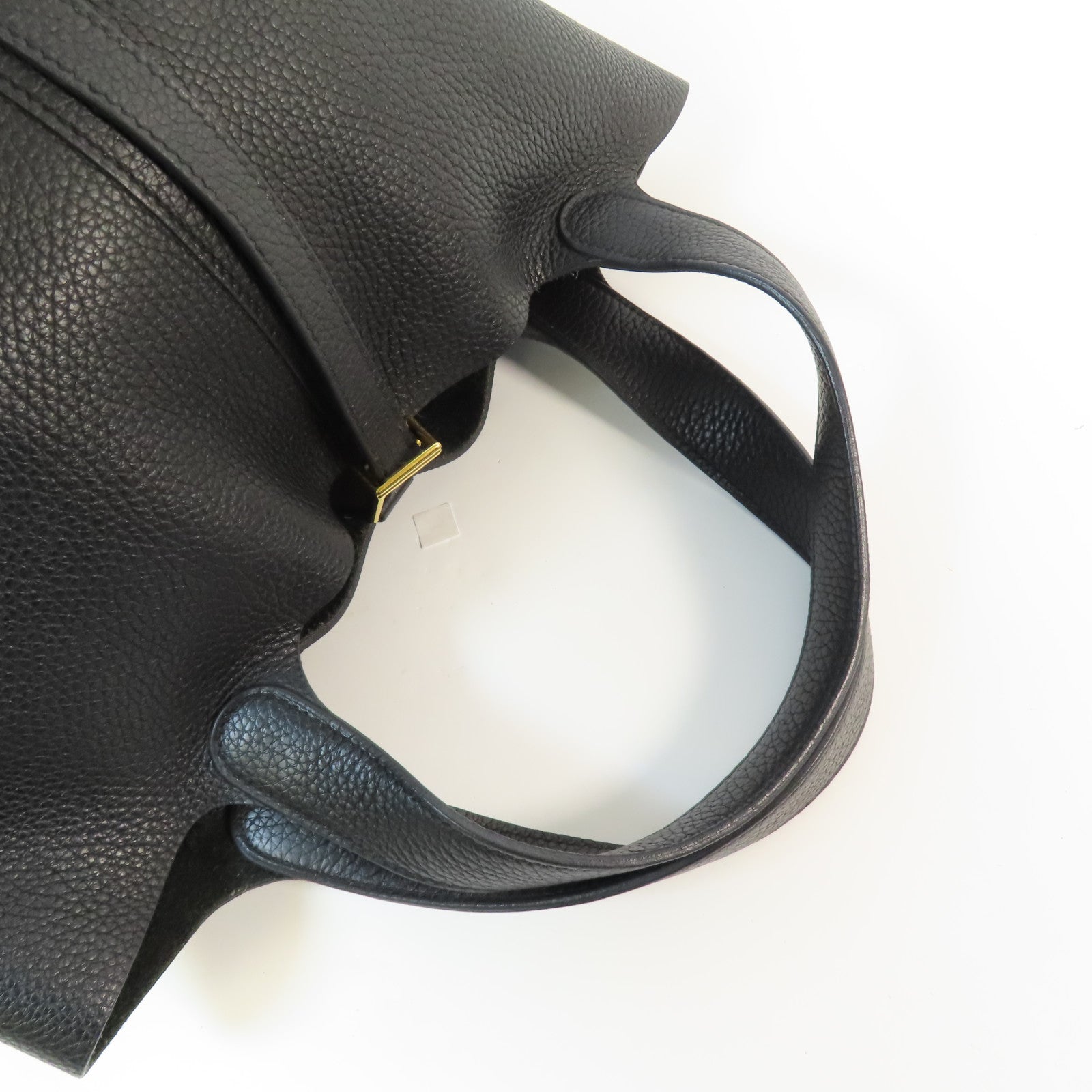 HERMES Clemence皮革Picotin MM金扣手挽袋Noir