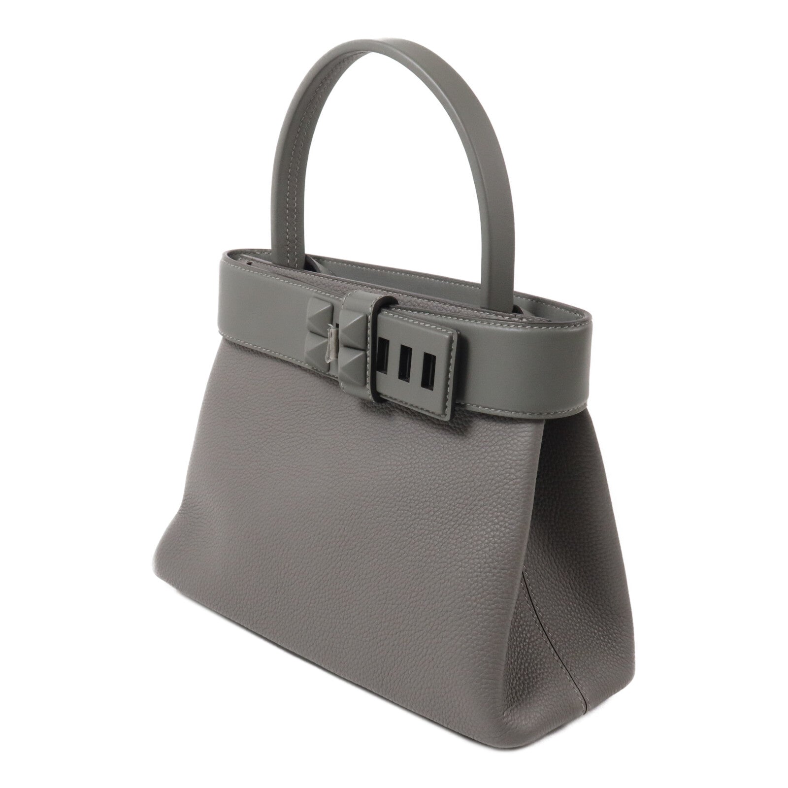 HERMES Togo皮革/Swift皮革Sac Medor手挽肩背兩用袋Gris Meyer