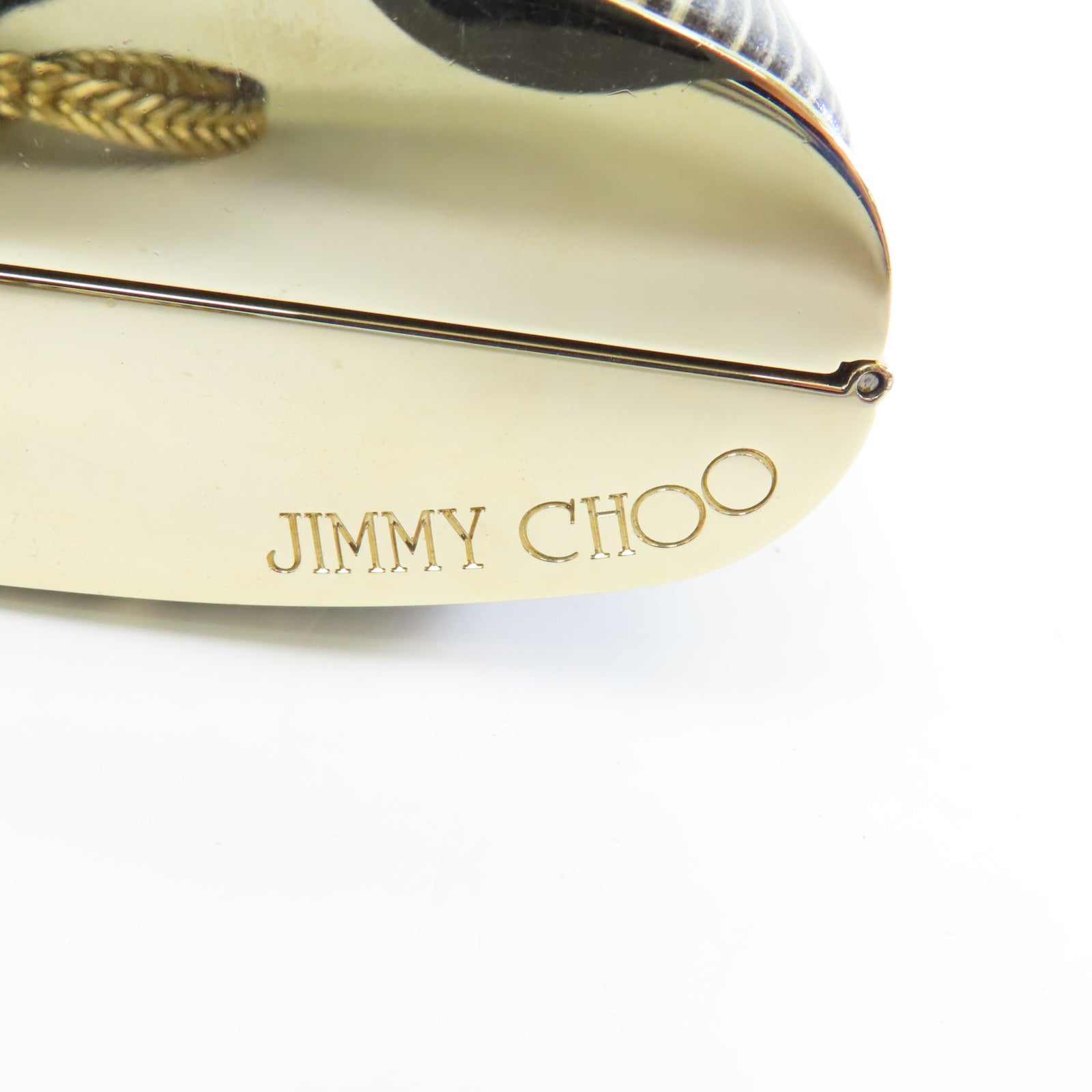 JIMMY CHOO 牛皮皮革Clutch Bag金扣手拿包灰色/白色