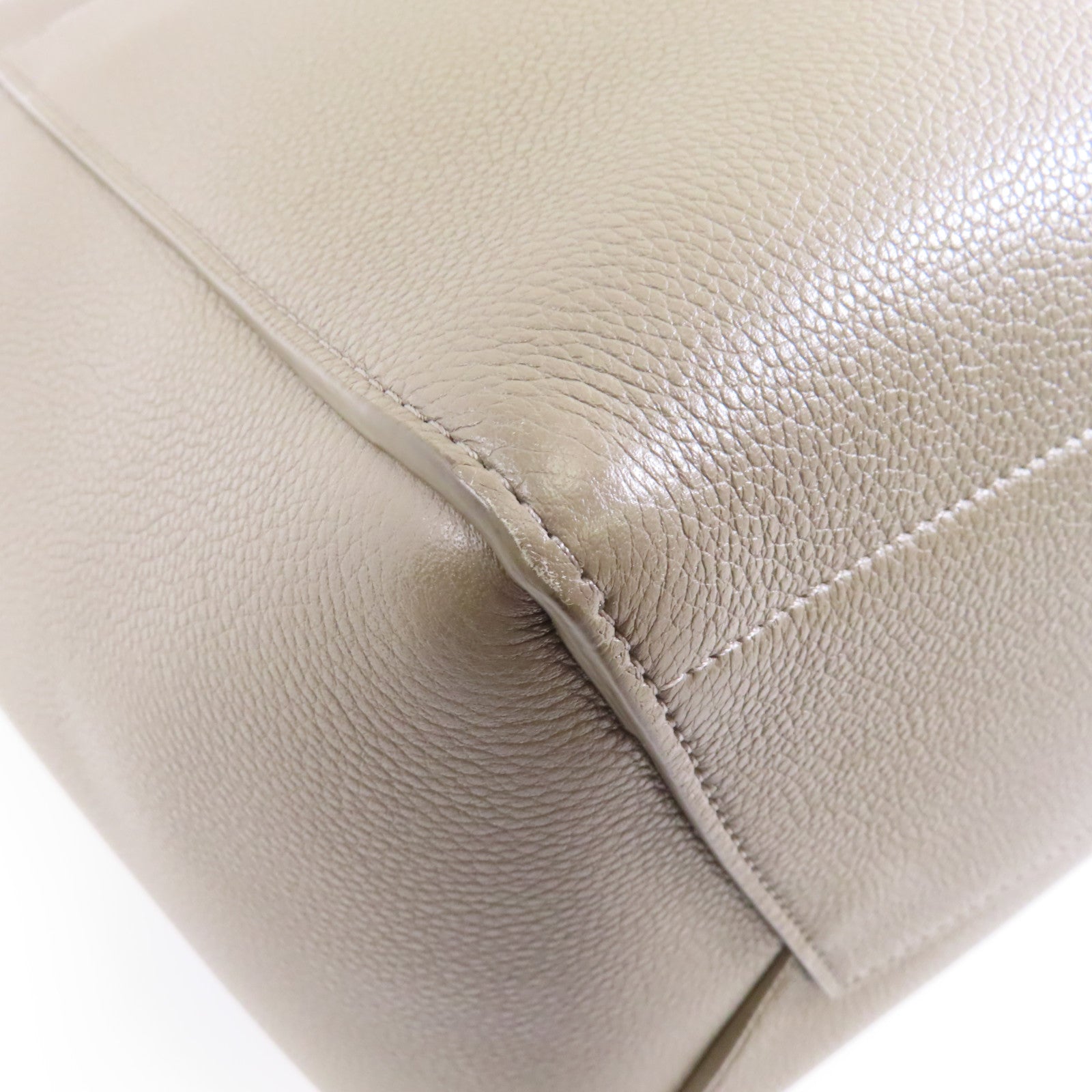 CELINE 牛皮皮革Sangle Bag金扣肩背袋灰色