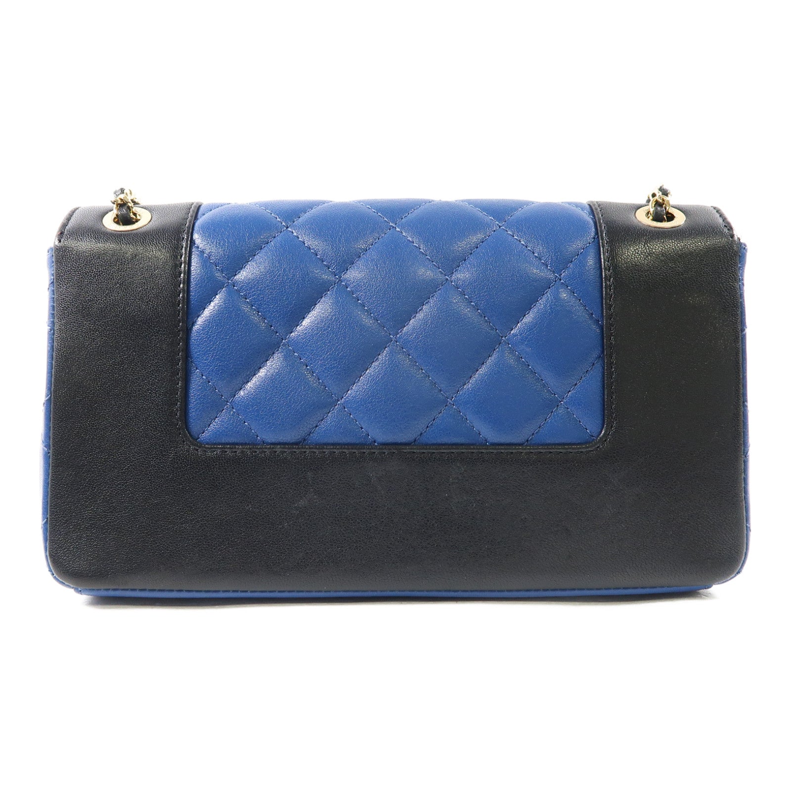 CHANEL 【激減優惠】菱格牛皮皮革Shoulder Bag金扣鏈帶肩背袋黑色/藍色