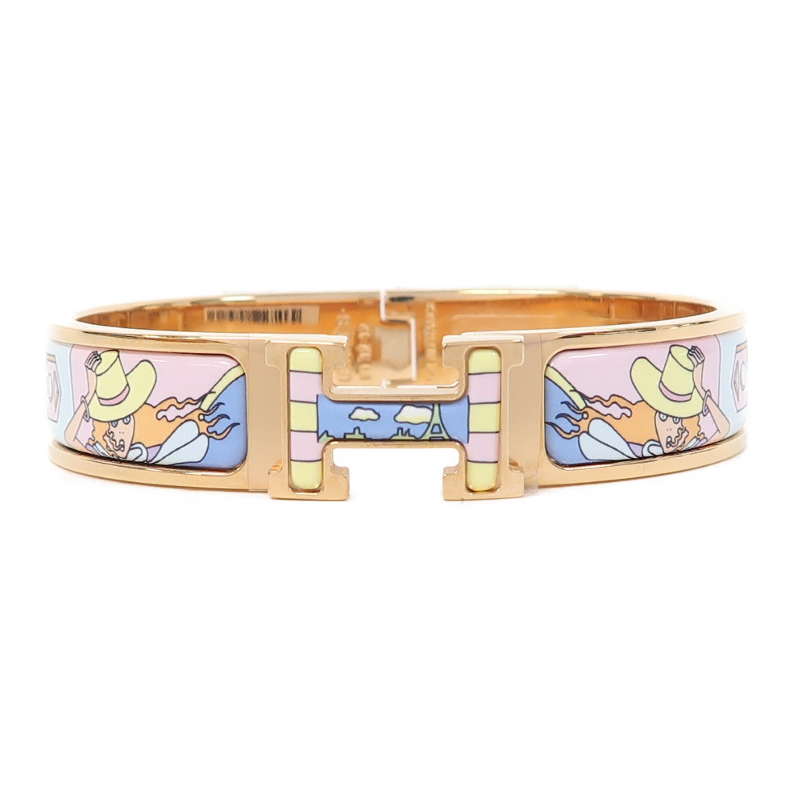 HERMES 金屬Clic H Bracelet手鐲藍色/粉紅色