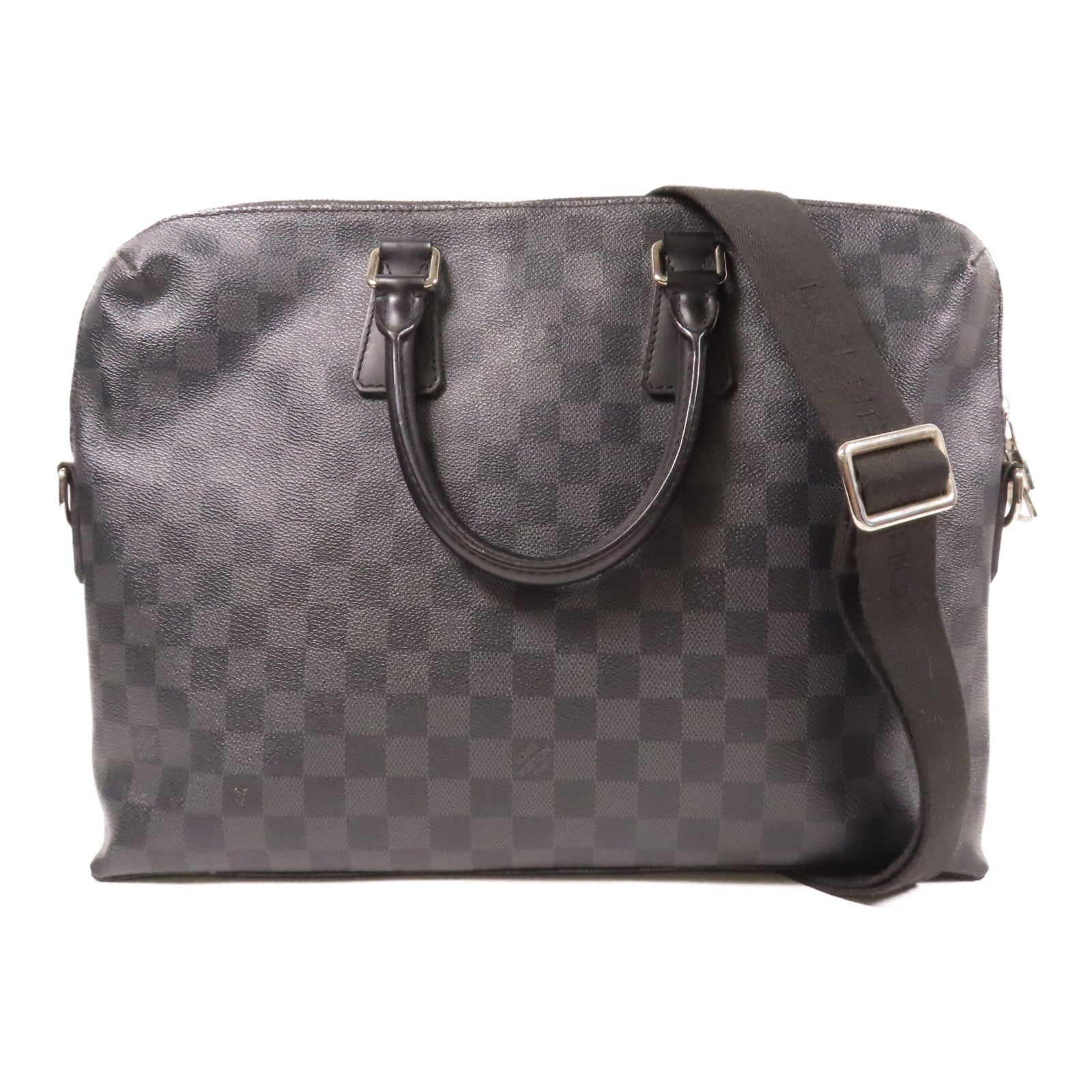 LOUIS VUITTON 【激減優惠】Damier Graphite Porte Document Jules銀扣手挽肩背兩用袋黑色