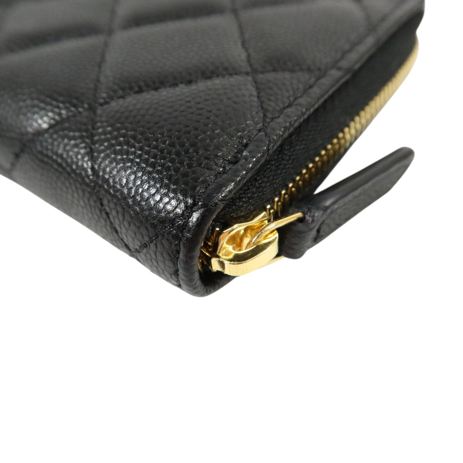 CHANEL 牛皮皮革Zipper Round Wallet金扣錢包