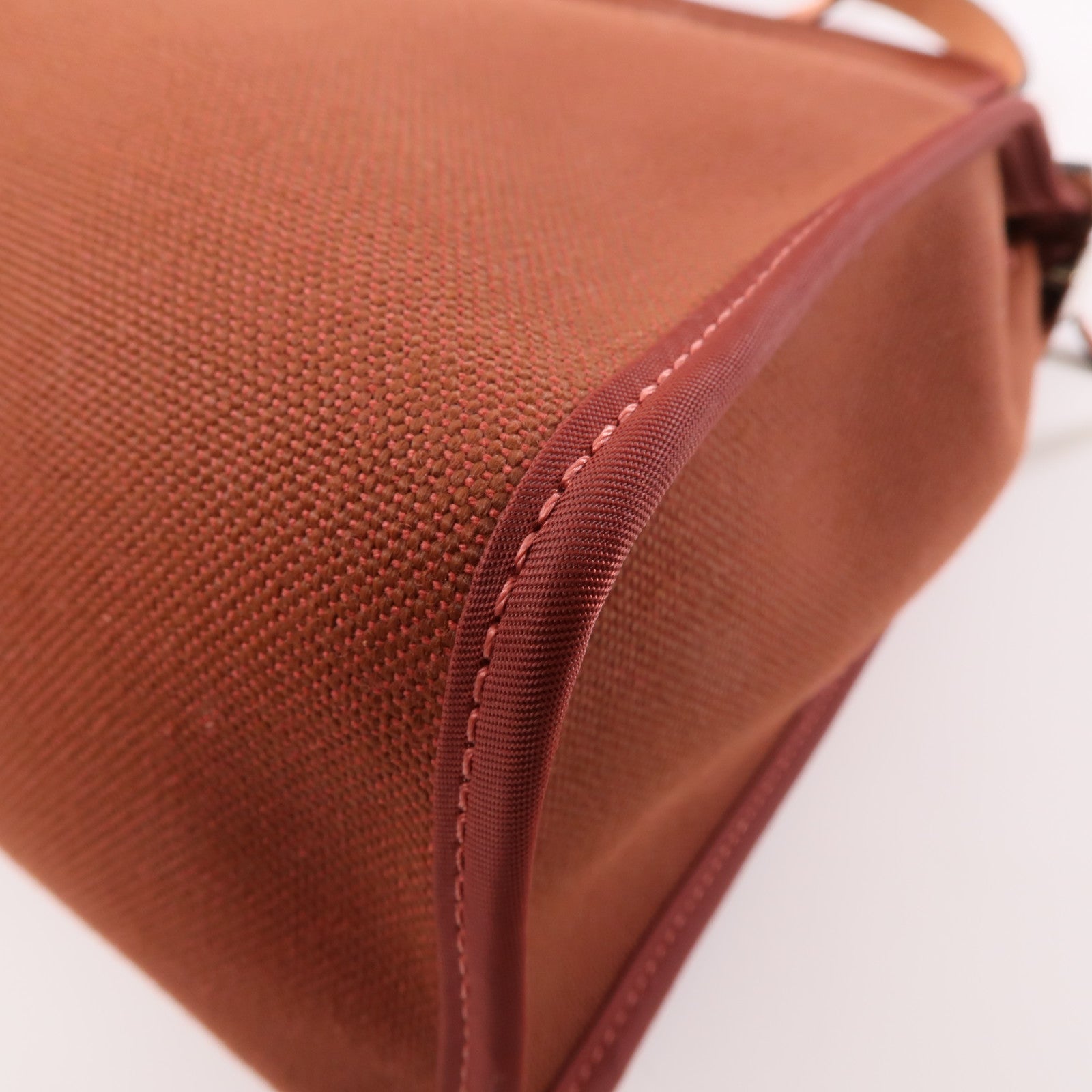 HERMES 帆布/皮革Herbag PM銀扣手挽肩背兩用袋Rouge Grenat