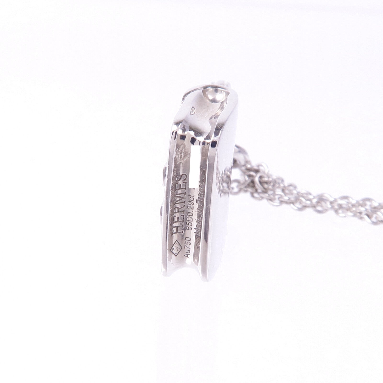 HERMES 18K白金Amulettes Constance Pendant鑽石項鍊