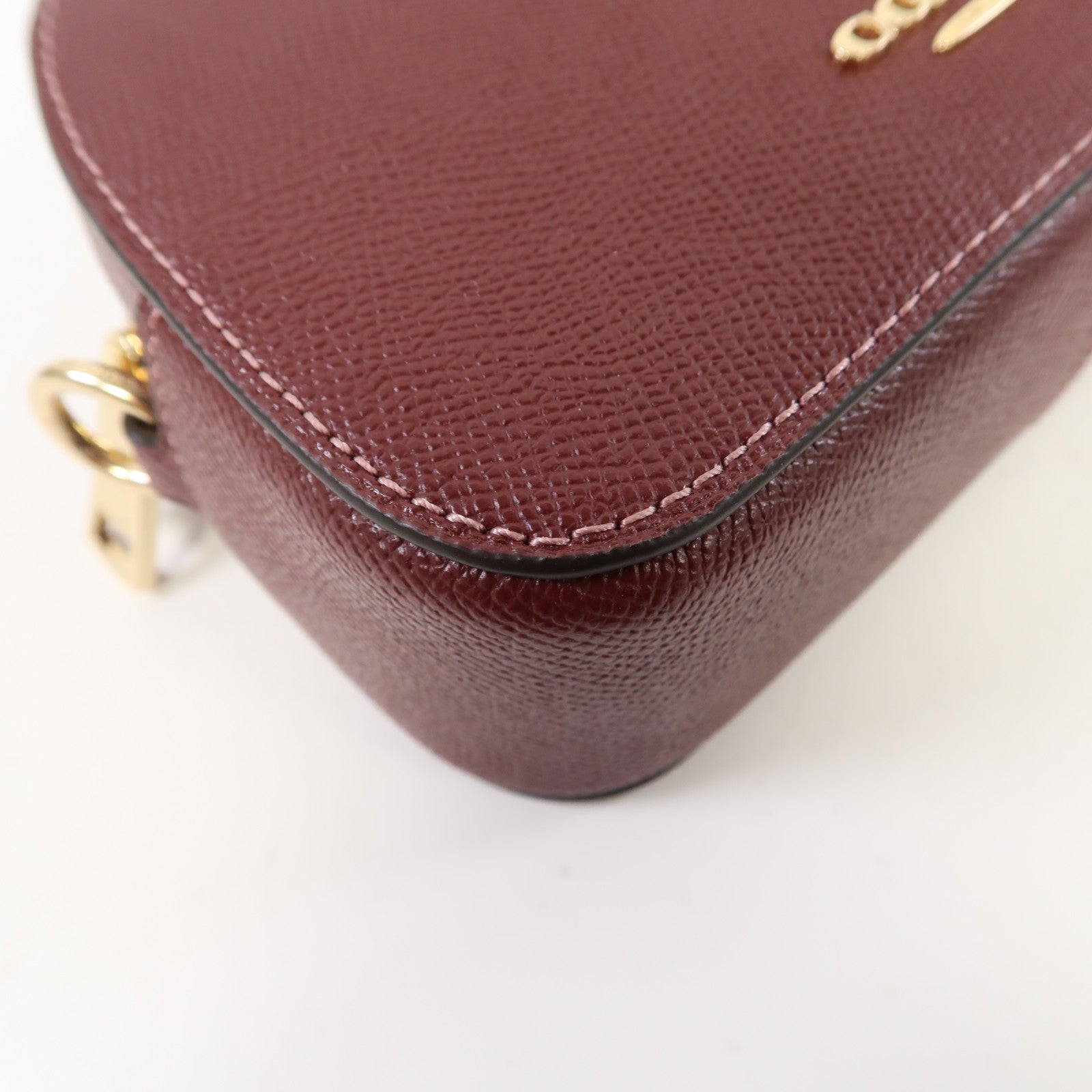 COACH 牛皮皮革Mini Serena Crossbody Bag金扣肩背袋紅色