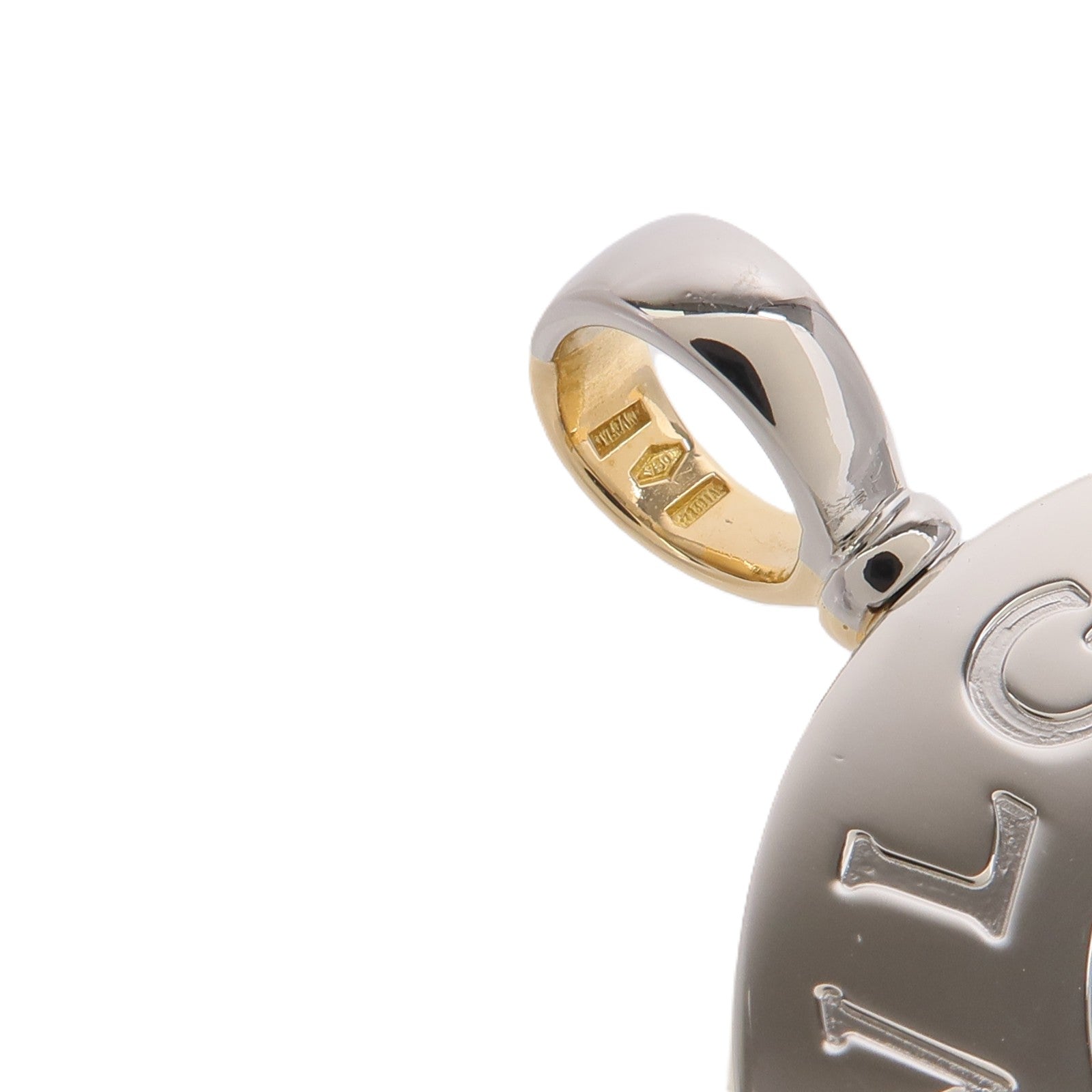 BVLGARI 18K黃金/SteelGold/Onyx Round Pendant吊墜