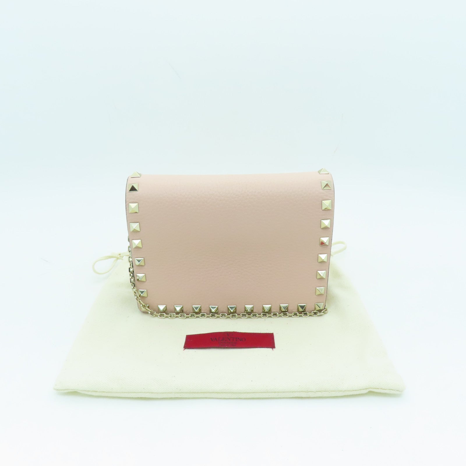 Valentino Leather Chain Shoulder Bag Gold Buckle Chain Shoulder Bag Pink