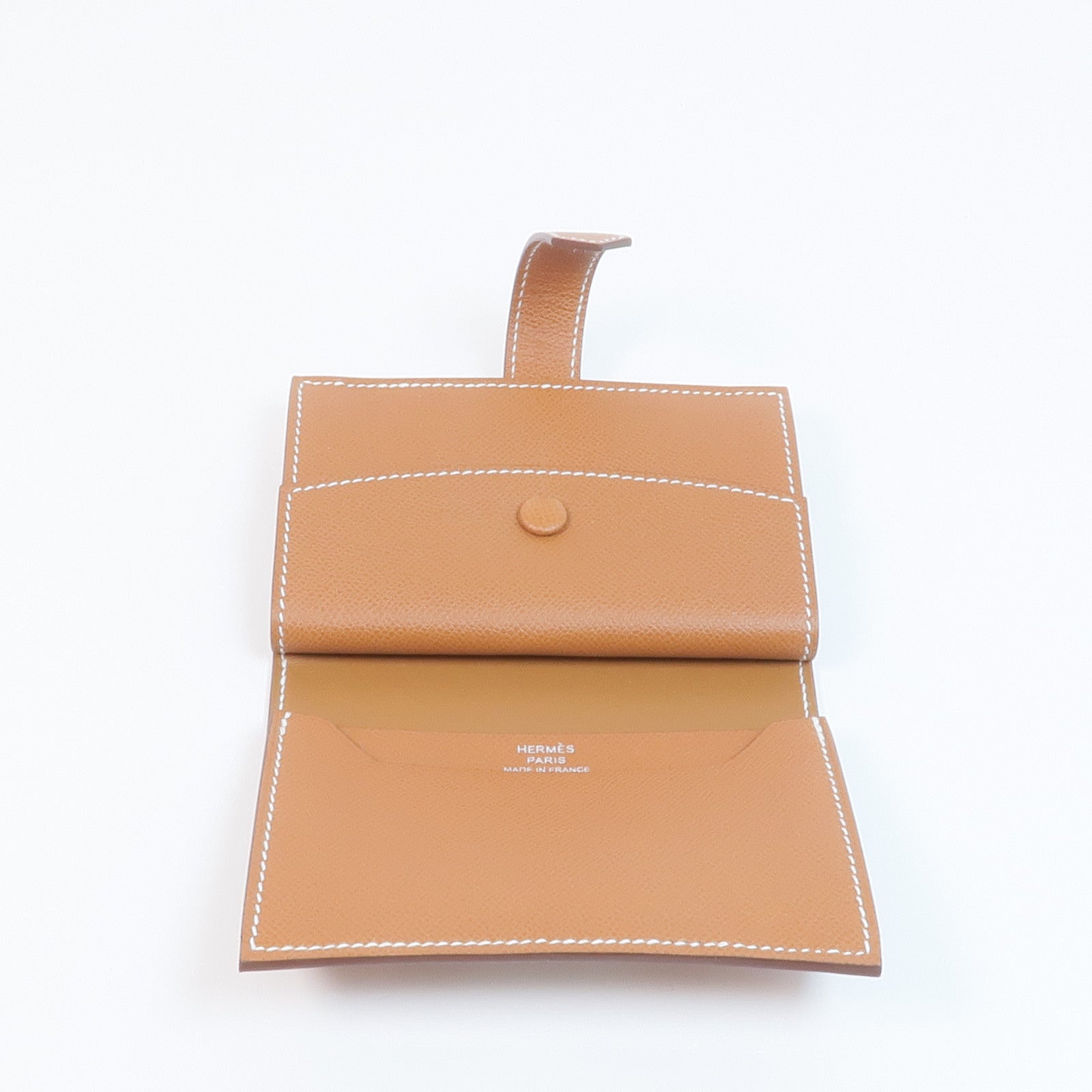 HERMES 【激減優惠】Epsom皮革Bearn Mini Wallet銀扣錢包Gold