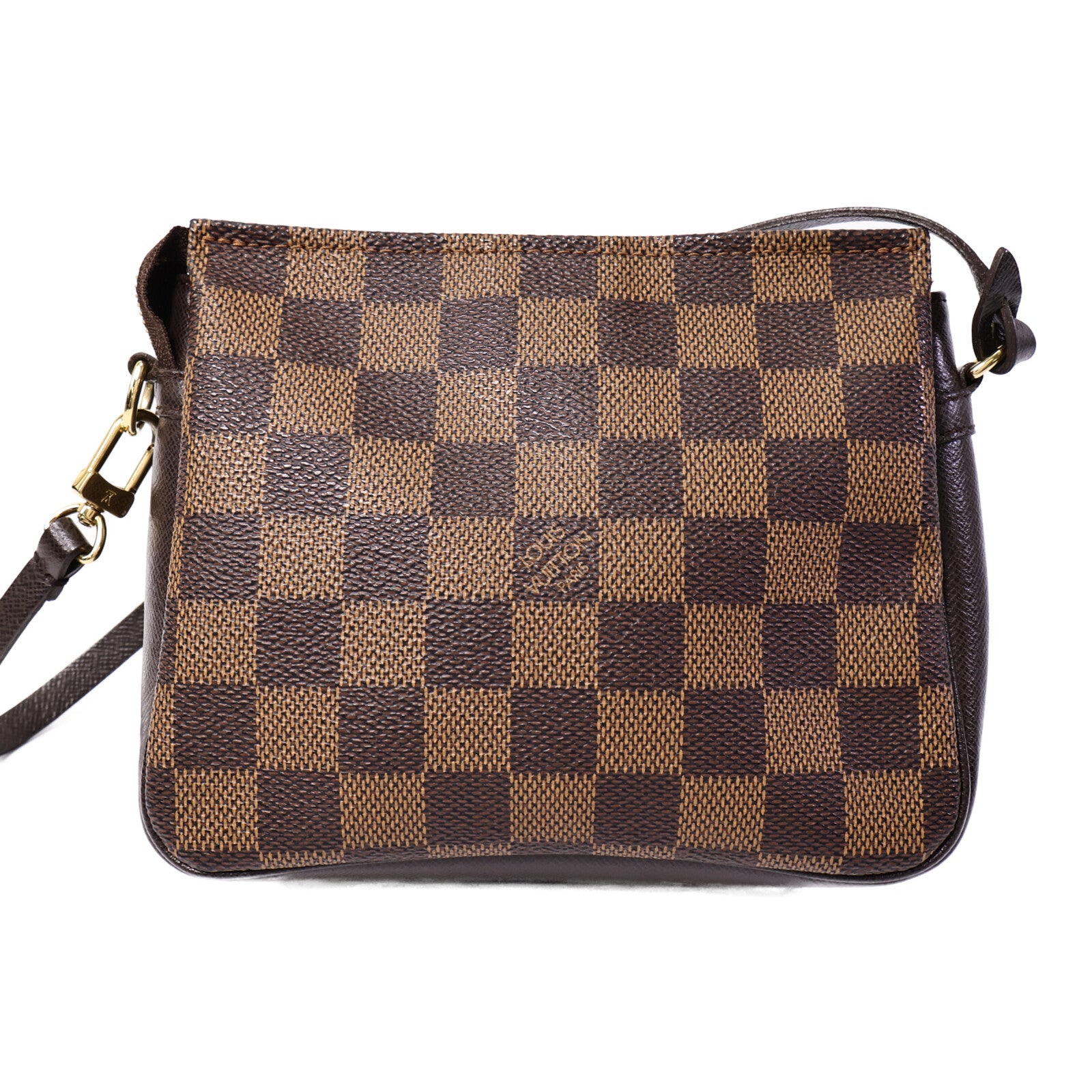 LOUIS VUITTON Damier Trousse Makeup Accessory Pouch金扣手挽袋棕色