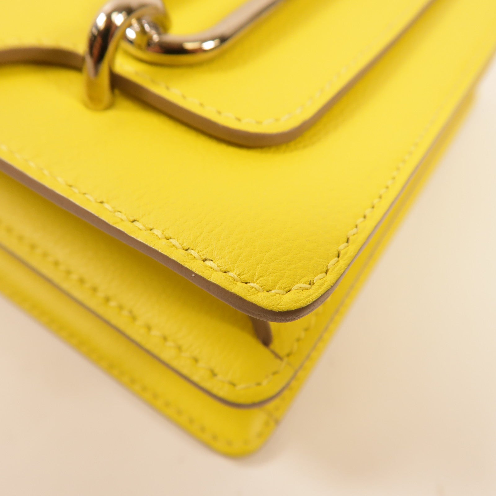 HERMES Evercolor皮革Mini Roulis銀扣肩背袋Lime