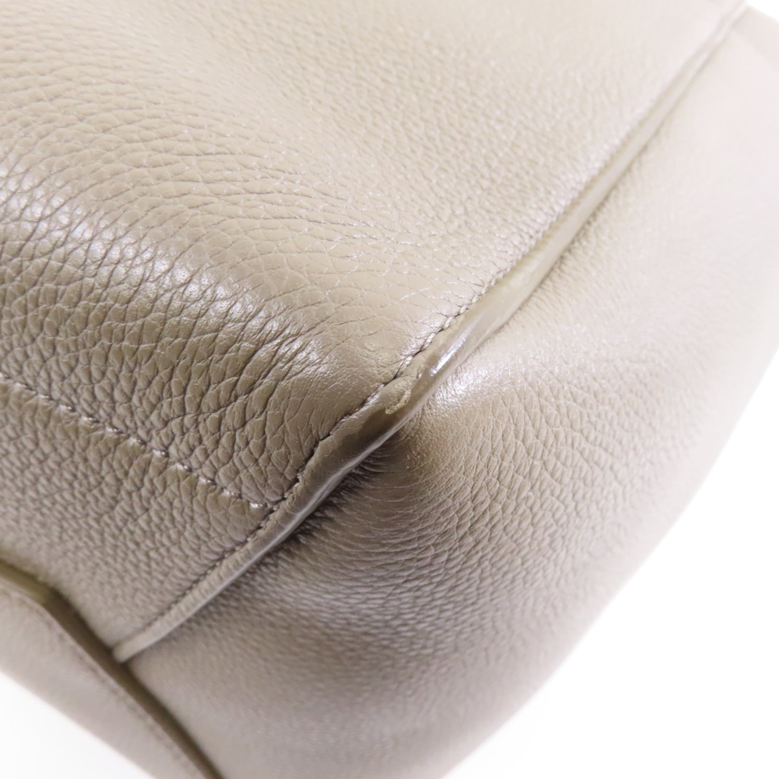 CELINE 牛皮皮革Sangle Bag金扣肩背袋灰色
