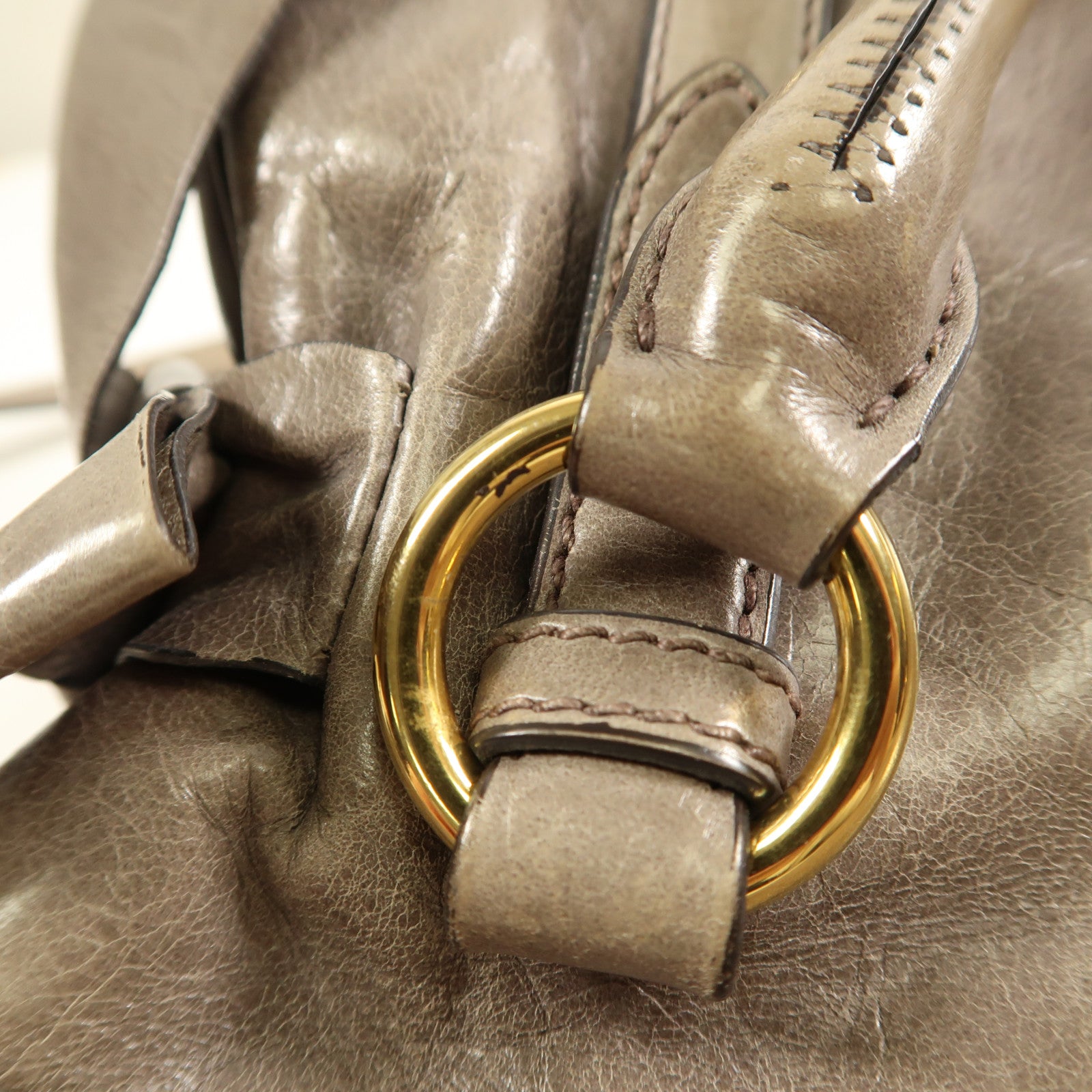 Miu Miu GHW 2 Way Shoulder Bag Calfskin Leather Brown