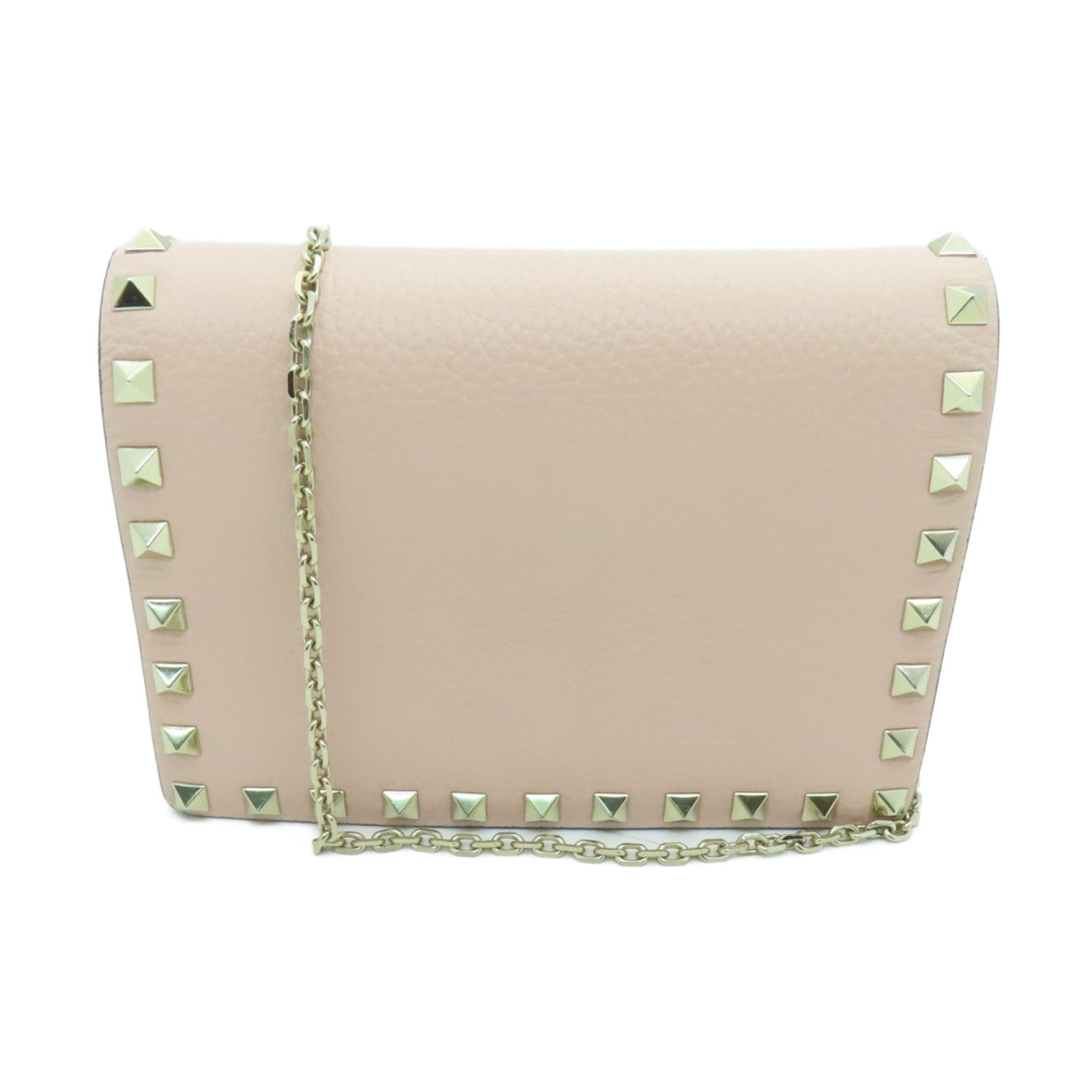 Valentino Leather Chain Shoulder Bag Gold Buckle Chain Shoulder Bag Pink