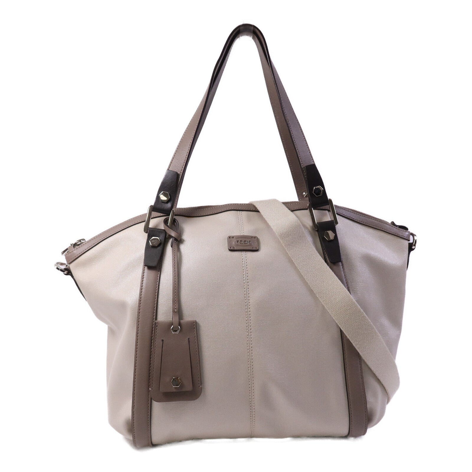 TOD'S 塗層帆布G-Line Sacca銀扣手挽肩背兩用袋