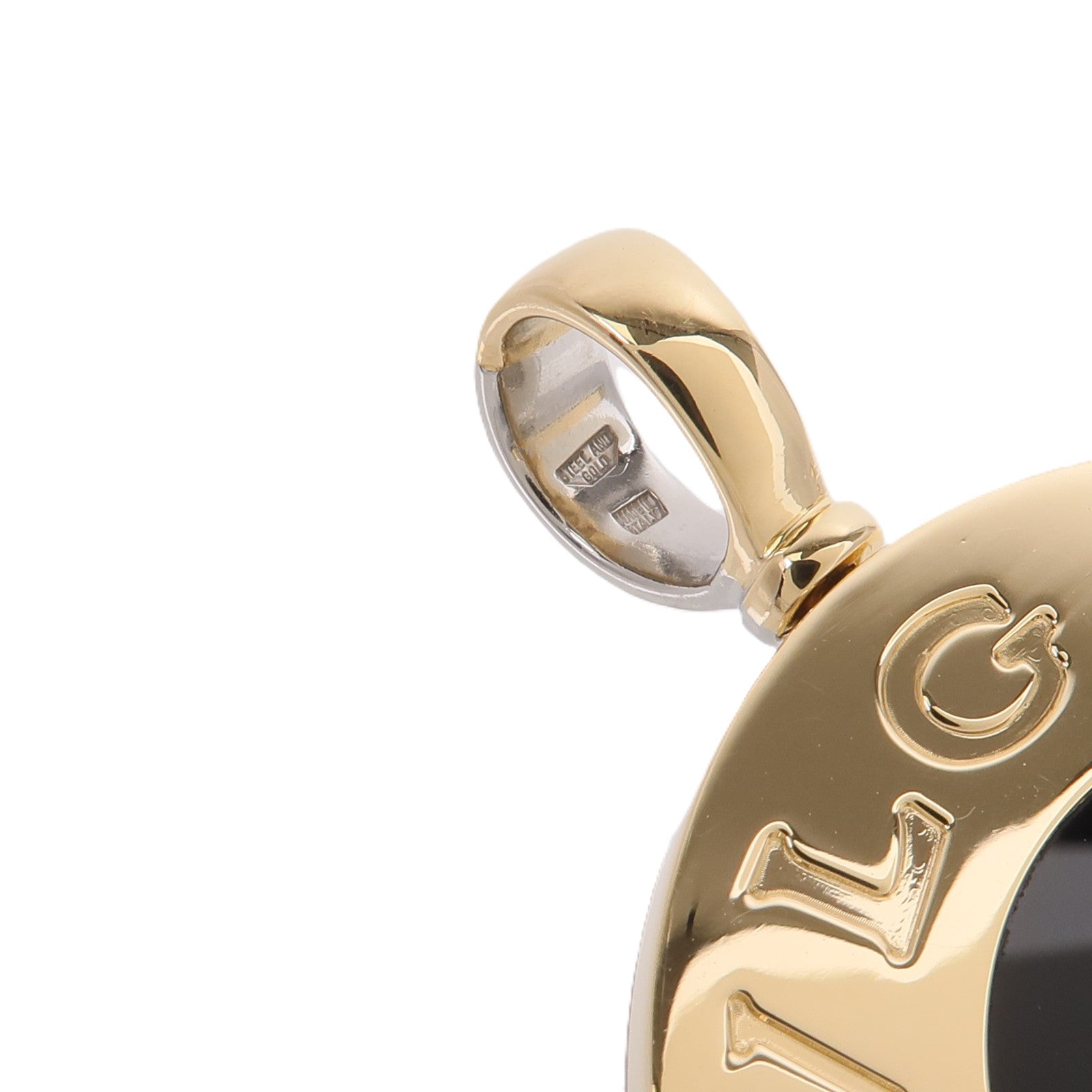 BVLGARI 18K黃金/SteelGold/Onyx Round Pendant吊墜