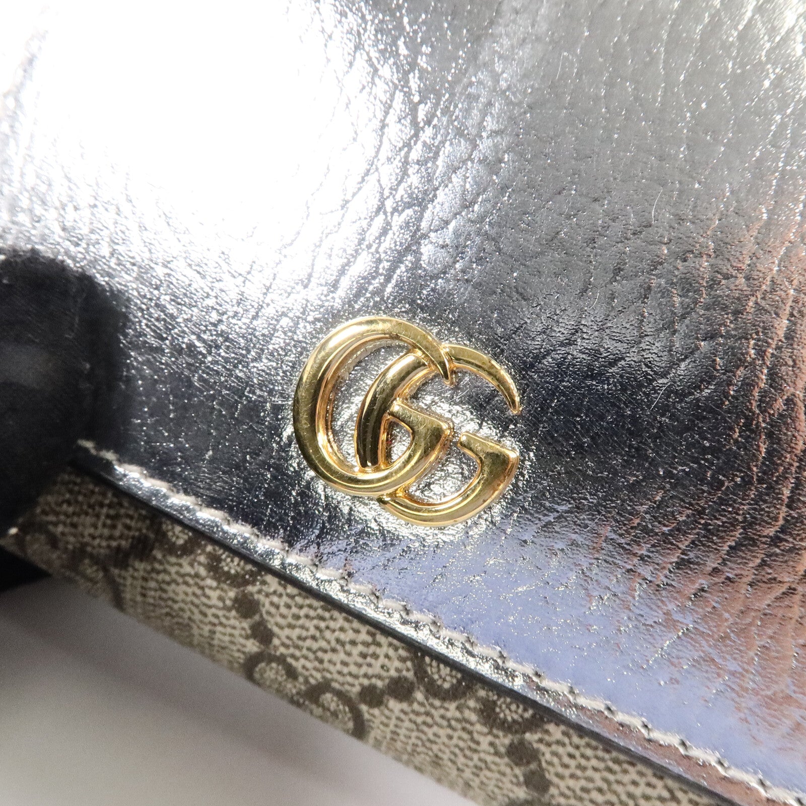 GUCCI 塗層帆布/牛皮皮革GG Marmont Wallet錢包