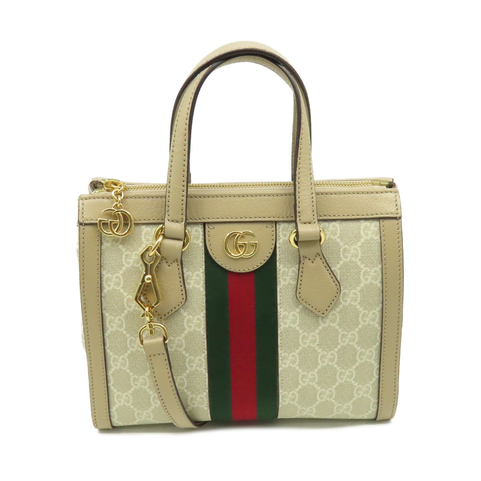 GUCCI 【激減優惠】塗層帆布Ophidia GG 2Way Shoulder Bag手挽肩背兩用袋杏色
