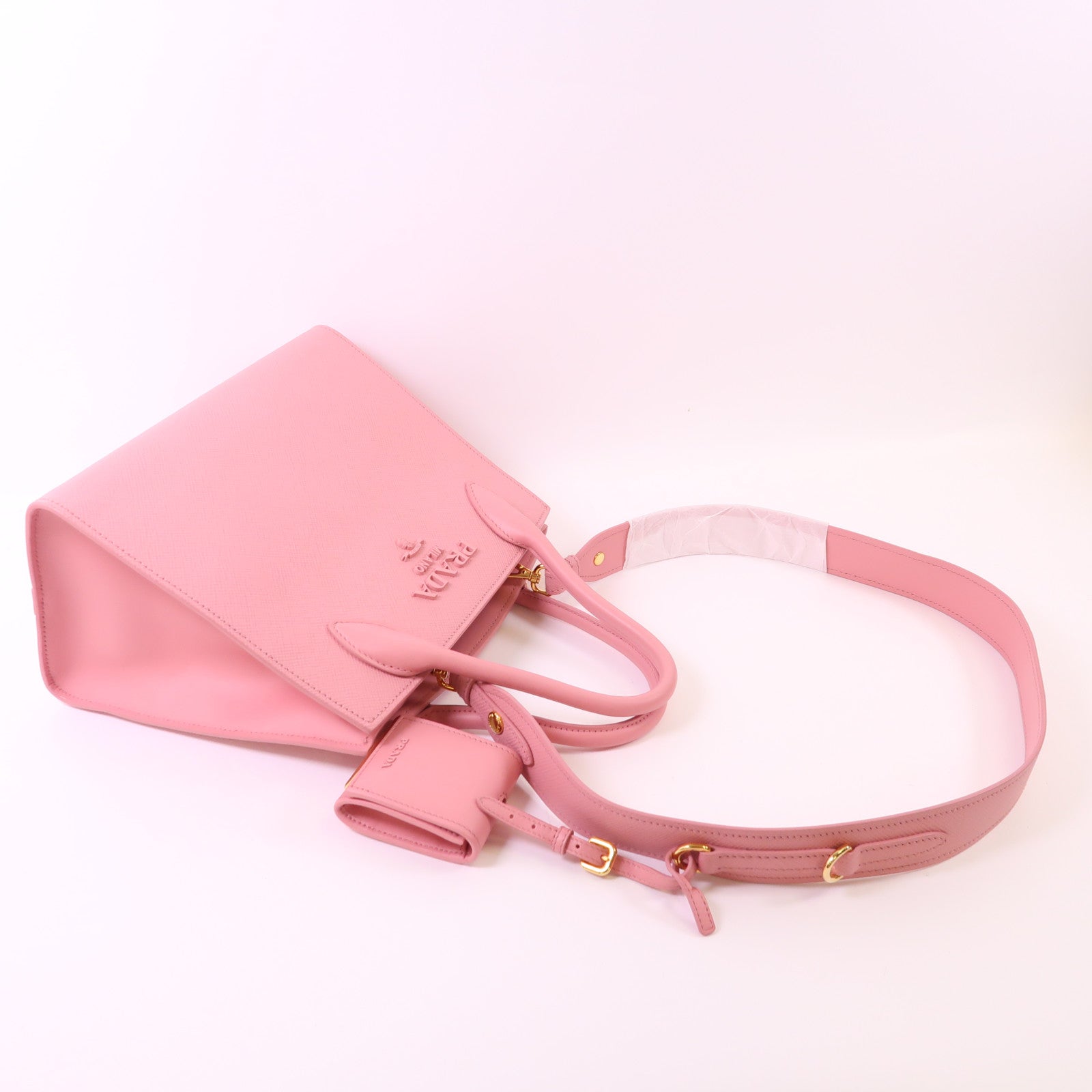 PRADA 牛皮皮革Monochrome金扣手挽肩背兩用袋