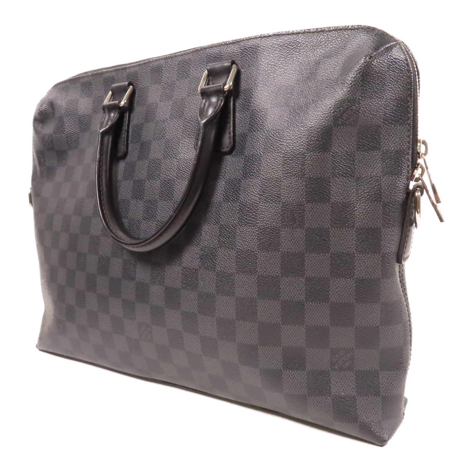 LOUIS VUITTON 【激減優惠】Damier Graphite Porte Document Jules銀扣手挽肩背兩用袋黑色