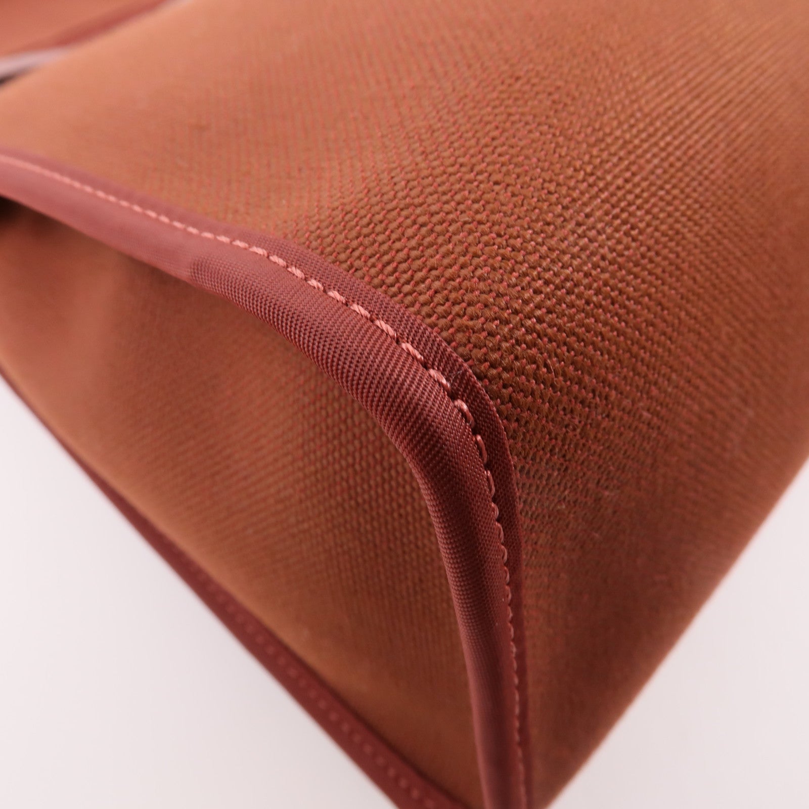 HERMES 帆布/皮革Herbag PM銀扣手挽肩背兩用袋Rouge Grenat