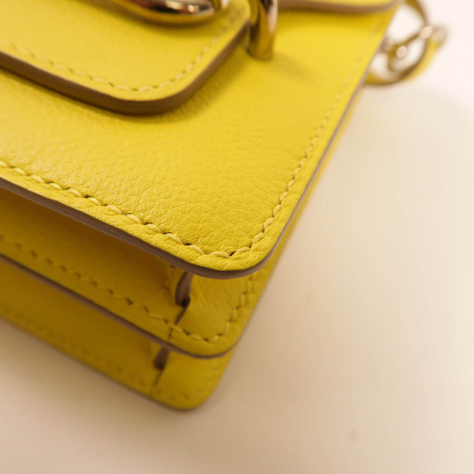 HERMES Evercolor皮革Mini Roulis銀扣肩背袋Lime
