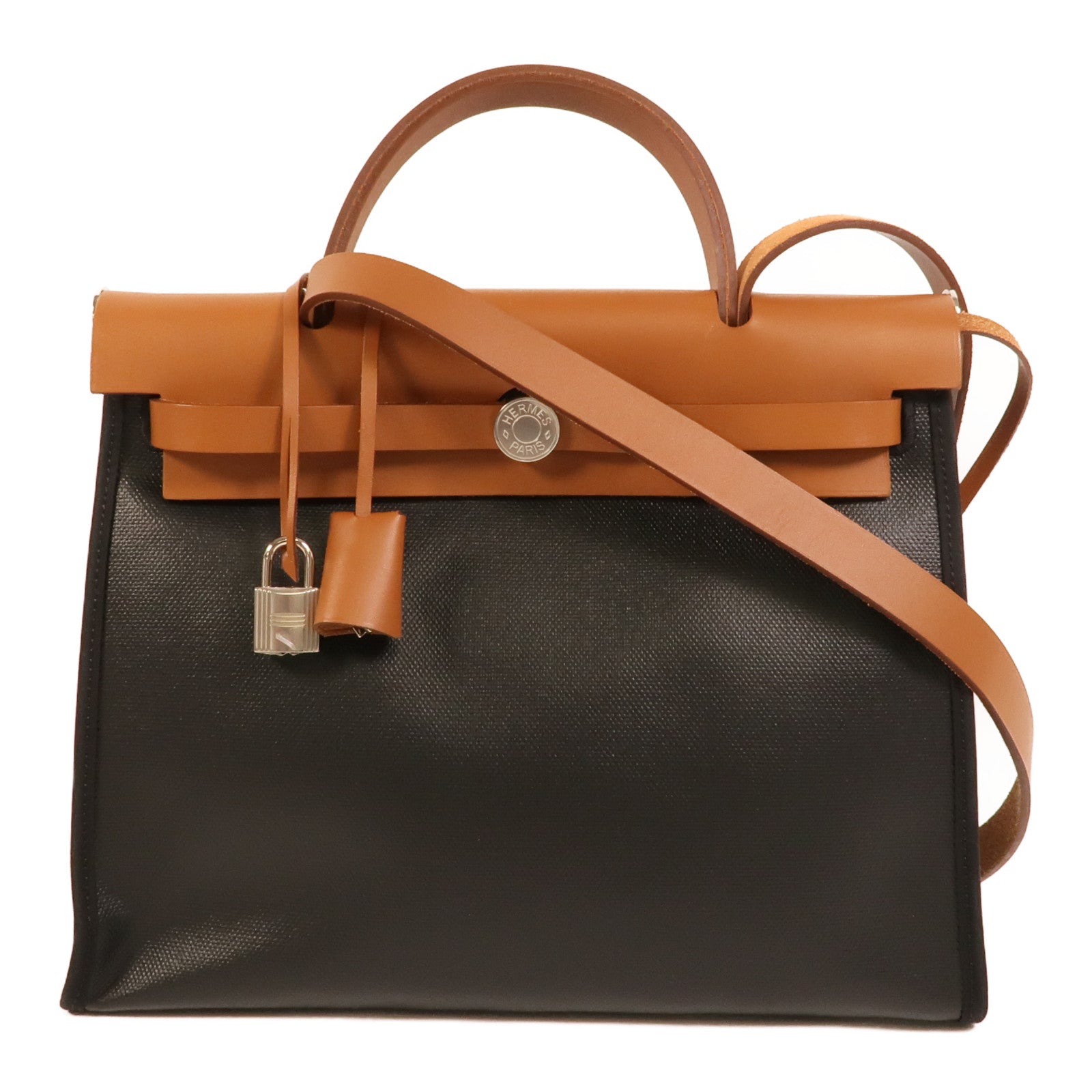 HERMES 塗層帆布Herbag PM手挽肩背兩用袋Black