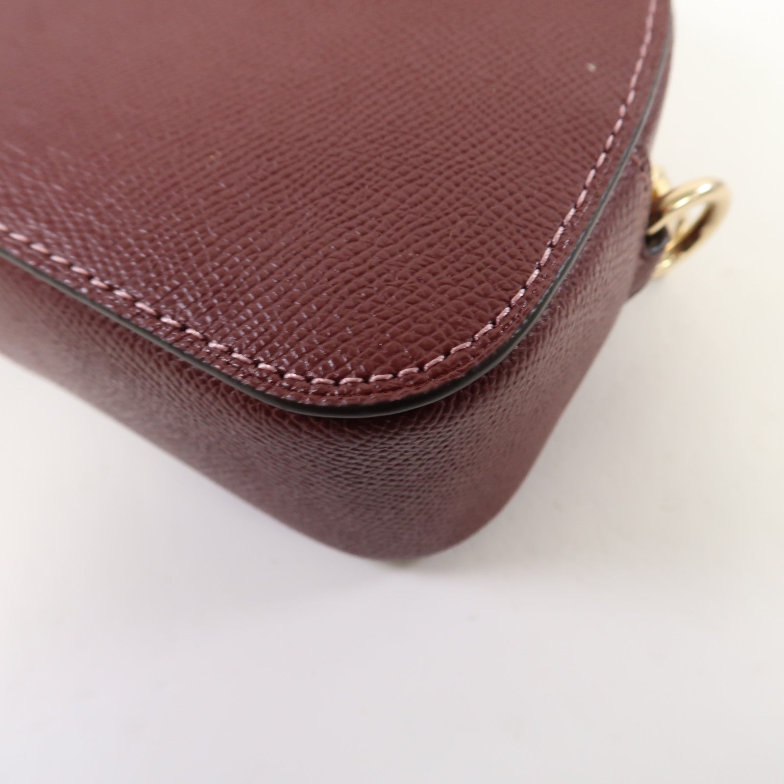 COACH 牛皮皮革Mini Serena Crossbody Bag金扣肩背袋紅色