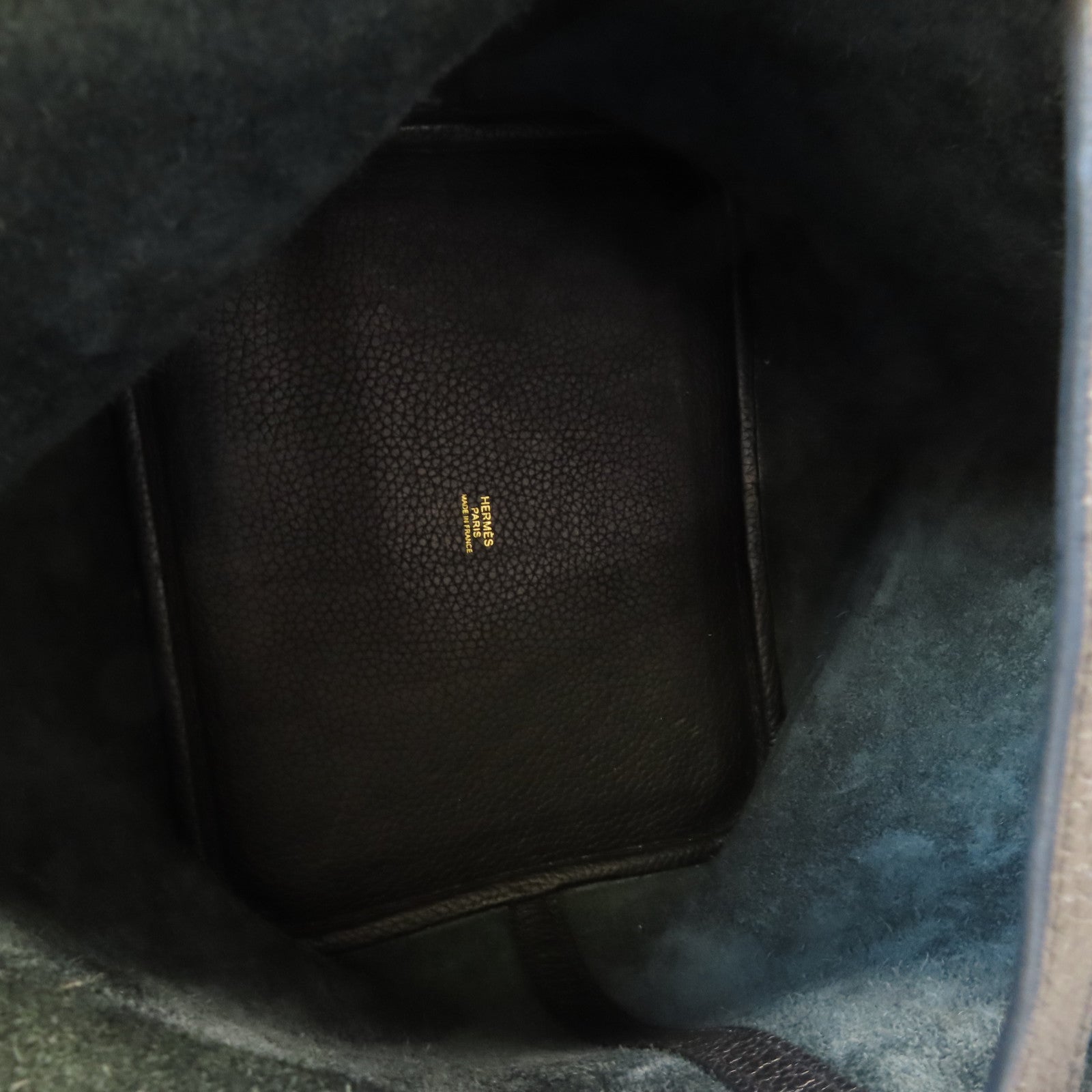 HERMES Clemence皮革Picotin MM金扣手挽袋Noir