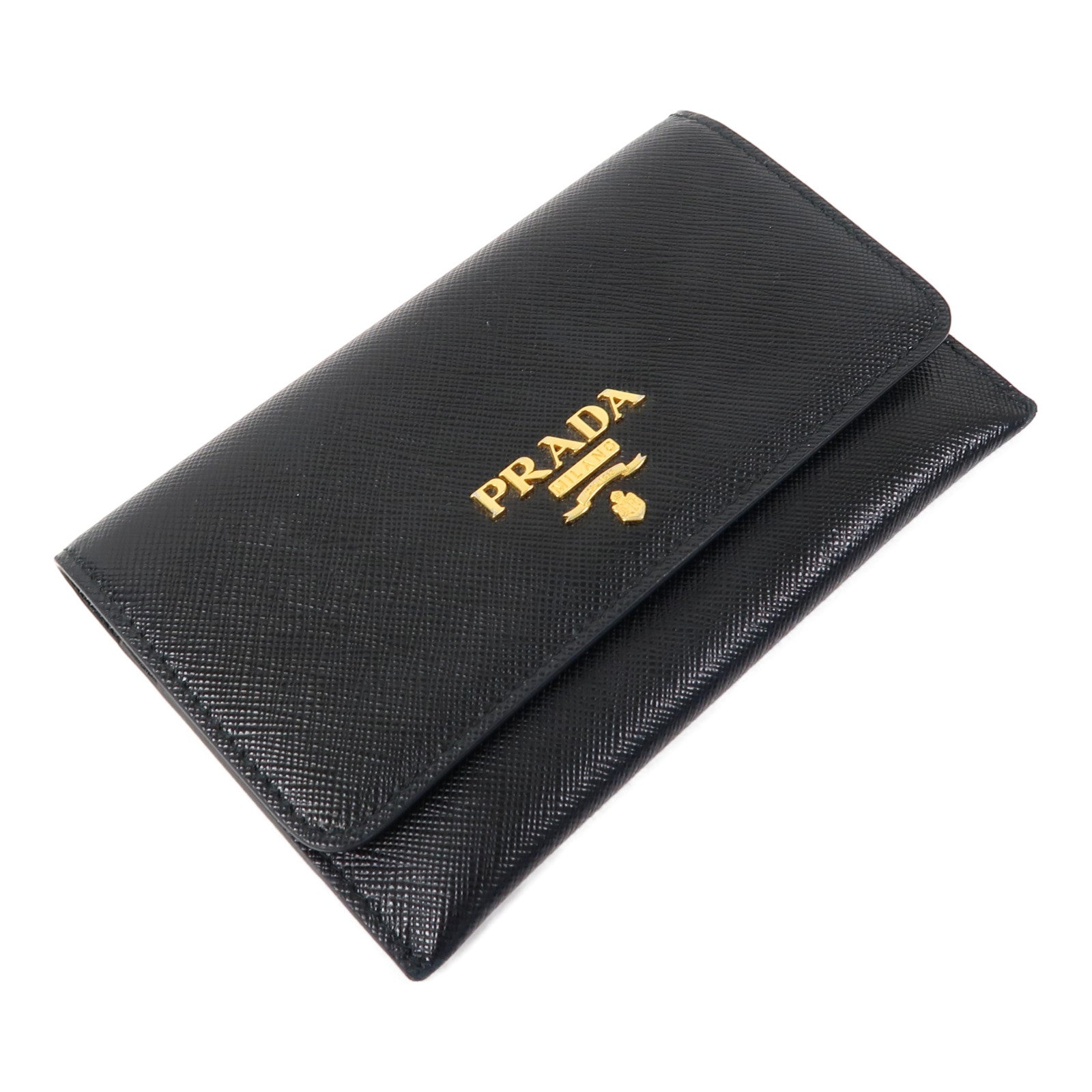 PRADA 牛皮皮革Card Case金扣卡片套黑色